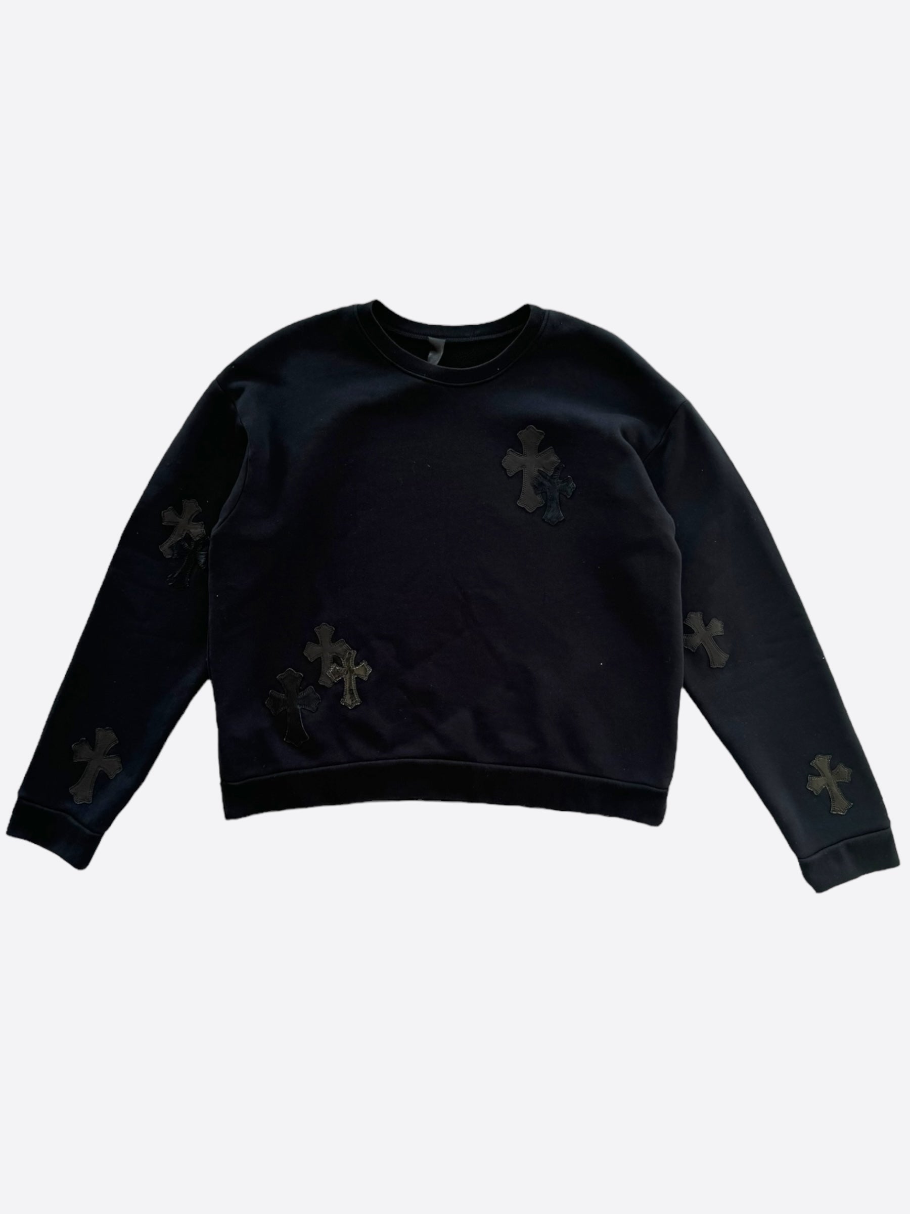 Chrome Hearts Black Cross Patch Cropped Sweater - Gothic Punk Fashion for Women & Men | Perfect for Concerts, Streetwear & Edgy Outfits