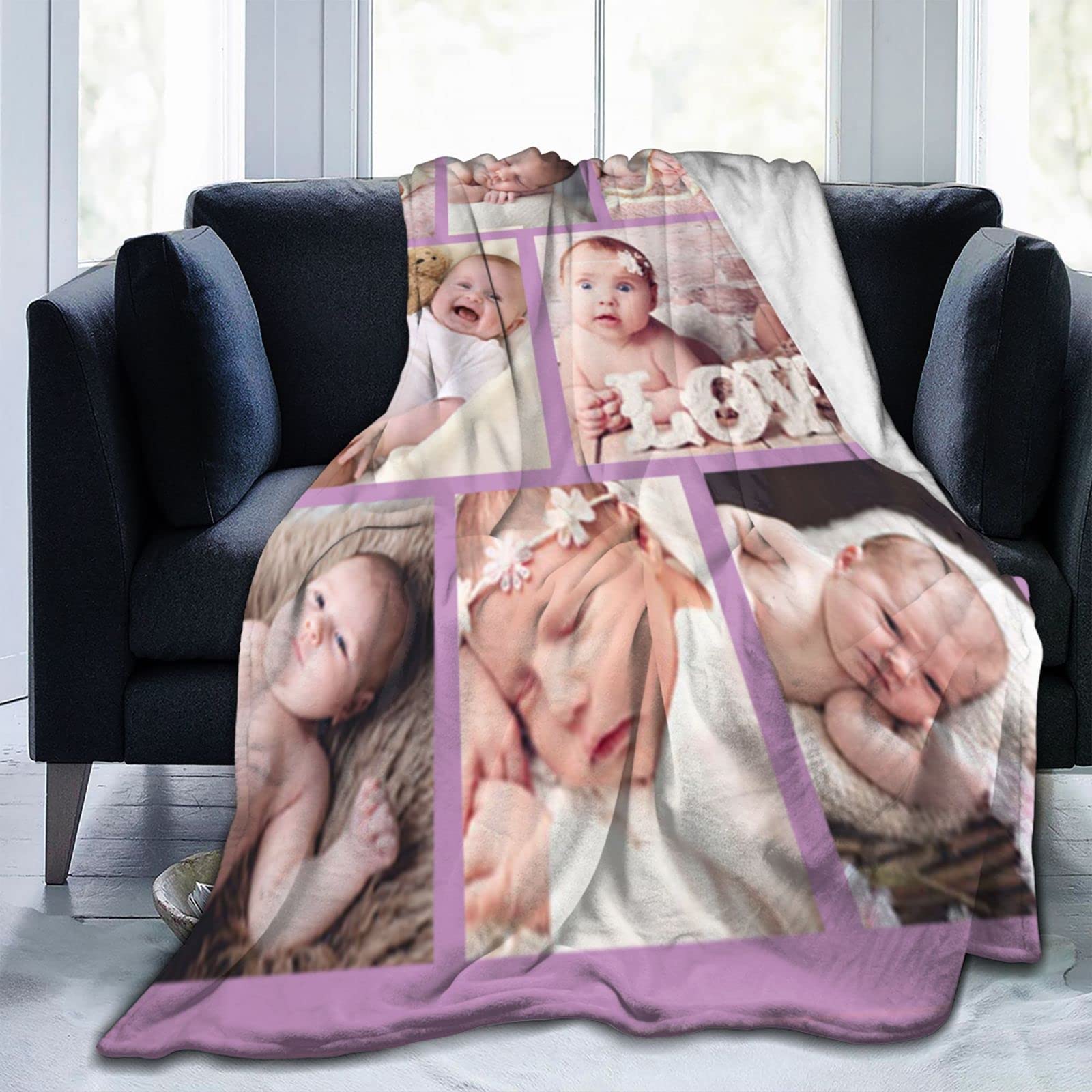 Custom Photo Blanket - Personalized Throw Blanket with Your Picture & Text | Gift for Baby, Mother, Father, Friends, Lover, Dog & Pet | Birthday Present | Perfect for Cuddling, Home Decor & Special Occasions