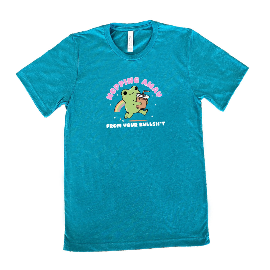 Hopping Away From Your Bullshit Funny Sarcastic T-Shirt - Unisex Casual Tee for Men & Women - Perfect for Parties, Gifts, and Everyday Wear