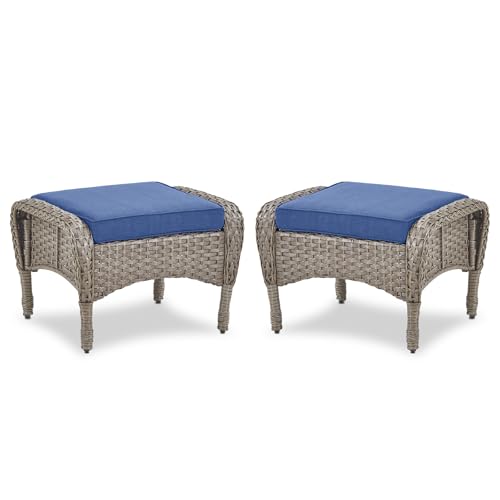 Gray Wicker / Blue Cushion