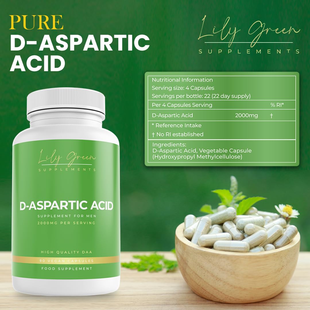 **Premium 2000mg D-Aspartic Acid (DAA) Testosterone Booster for Men - Natural Muscle Growth & Strength Supplement | 90 Vegan Capsules | UK Made | Gym, Bodybuilding & Athletic Performance Support**