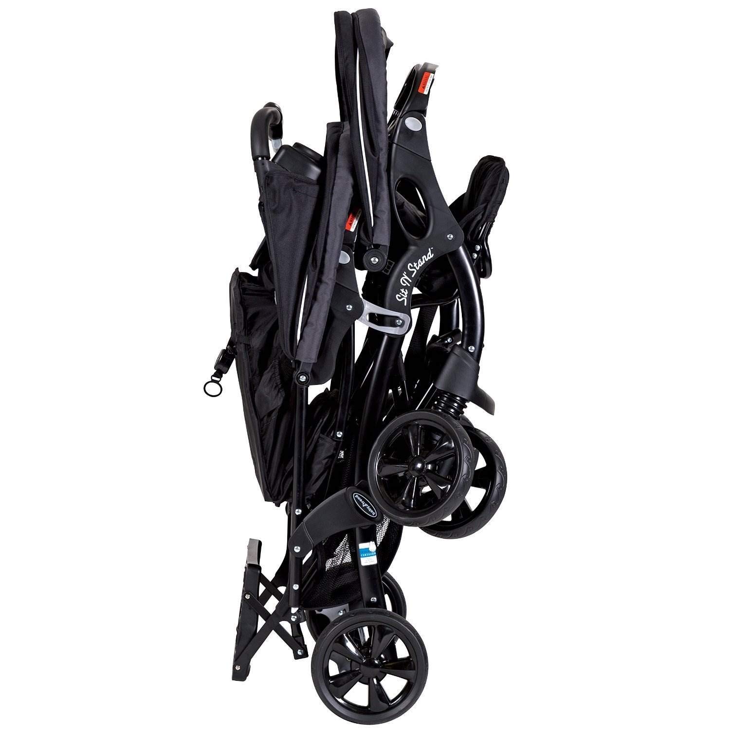 Baby Trend Sit N' Stand Double Stroller - Lightweight Tandem Stroller for 2 Kids with Adjustable Seats & Canopy, Onyx Black | Perfect for Twins, Siblings or Toddlers - Ideal for Shopping, Travel & Daily Walks