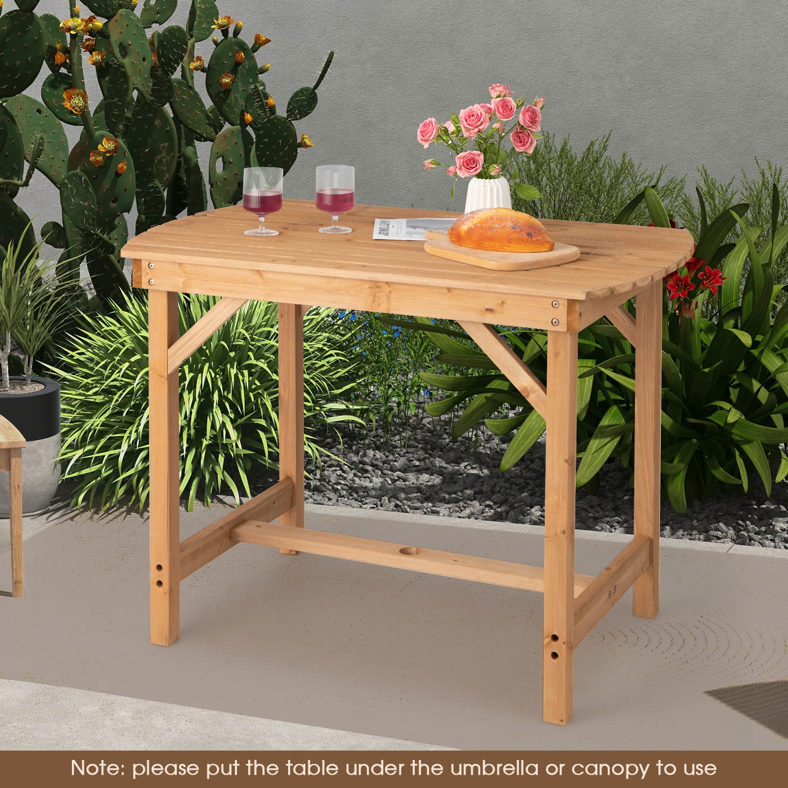 Giantex 48 Inch Solid Wood Patio Dining Table for 4-6 People with 1.5