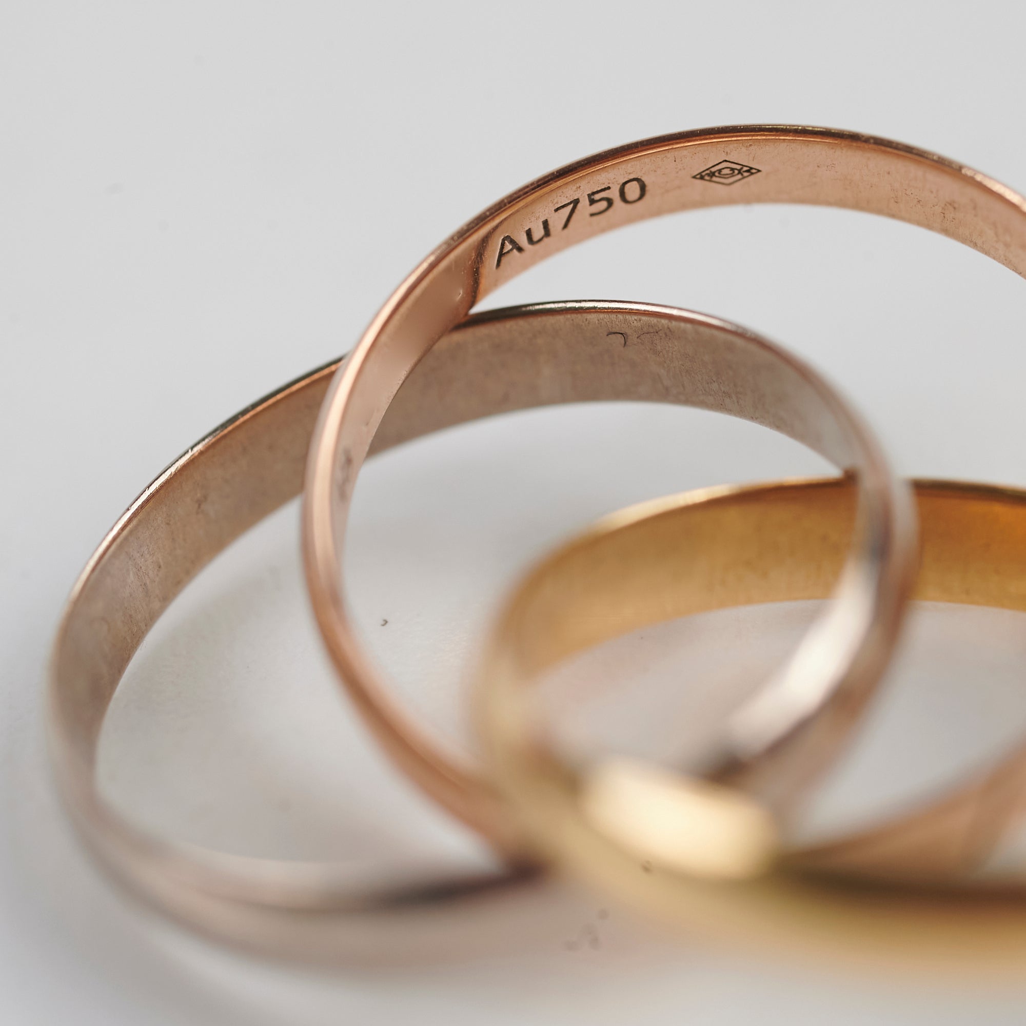 Cartier Trinity Tricolor Gold Ring - 18K White, Yellow & Rose Gold Stackable Band - Size 48 (US 4.75) - Luxury Jewelry for Women, Anniversary Gift & Special Occasions