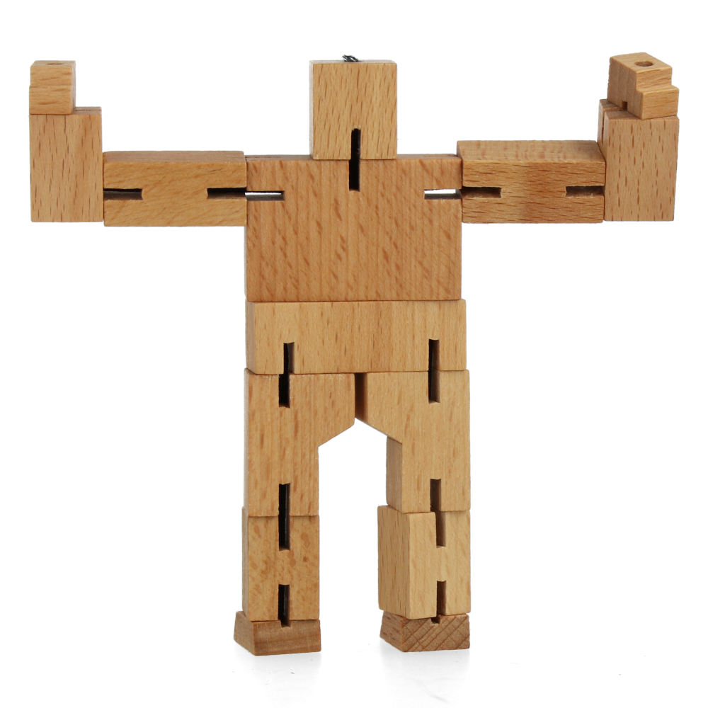 Cubebot Micro Natural Wooden Puzzle Toy - Fun & Educational STEM Gift for Kids & Adults - Perfect for Home, Office & Travel
