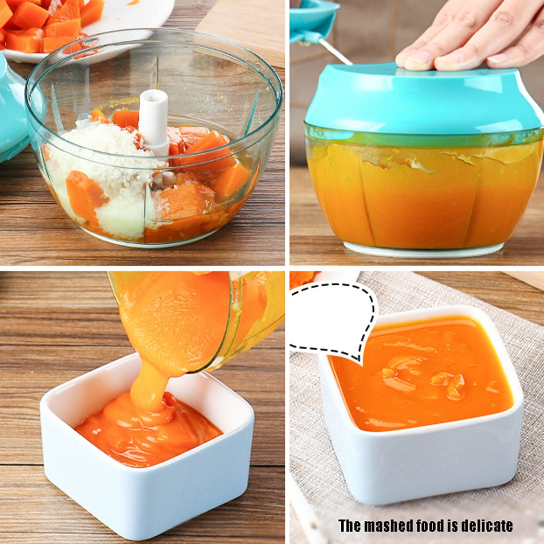 Premium Manual Food Chopper - Hand Pull Rope Mechanism for Vegetables, Fruits, Nuts & Onions | 500ml/550ml Kitchen Gadget for Meal Prep, Baby Food & Quick Dicing | Perfect for Camping, Small Kitchens & Healthy Cooking
