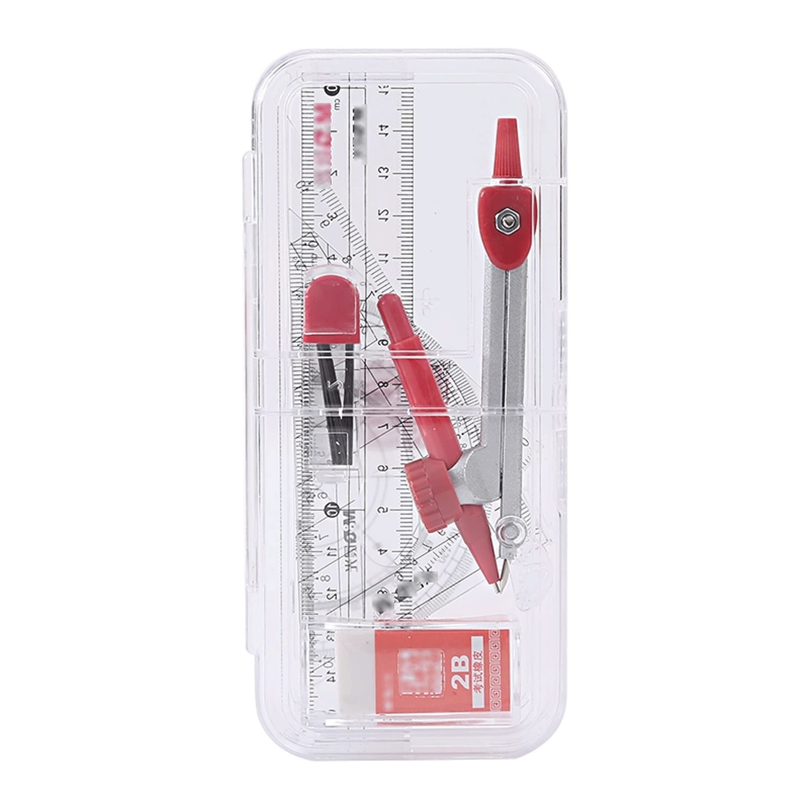 7-Piece Metal Drafting Compass Set for Drawing, Math & Geometry - Precision School & Office Supplies for Students, Engineers & Carpenters (Red) - Perfect for Technical Drawings, Woodworking & Classroom Projects