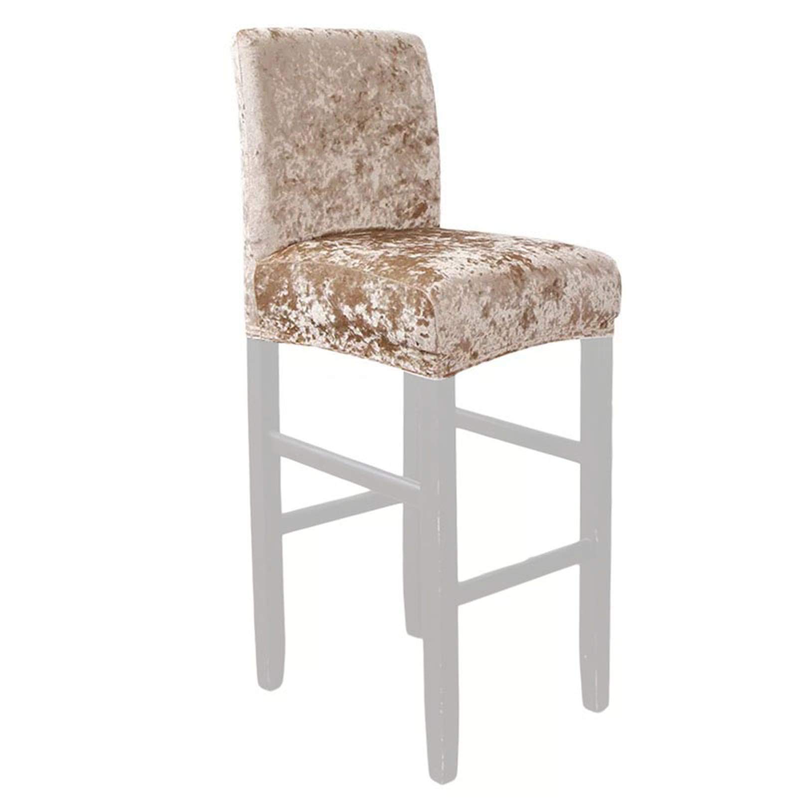 Premium Crushed Velvet Bar Stool Covers & Stretch Dining Chair Slipcovers - Light Gold Velvet Seat Covers for Kitchen, Bar, Pub, Cafe & Counter Height Chairs (Chair Not Included) | Perfect for Home Decor, Restaurant Upgrade & Commercial Use