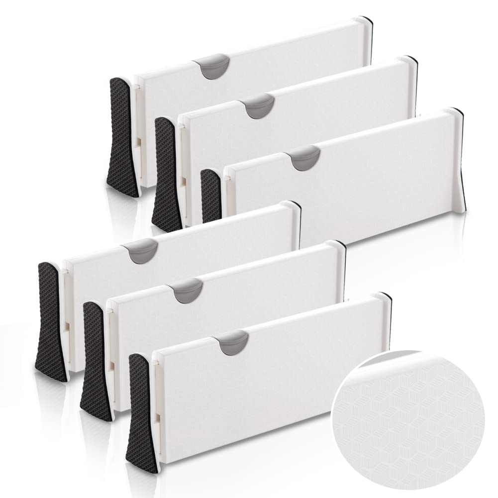 Ormeli Expandable Drawer Organizers - Adjustable Dresser Dividers for Clothes, Silverware & Utensils - Fits Kitchen, Bedroom, Bookcase & Nursery - Includes Instructions - Perfect for Closet Organization, Kitchen Utensil Storage & Baby Dresser Arrangement
