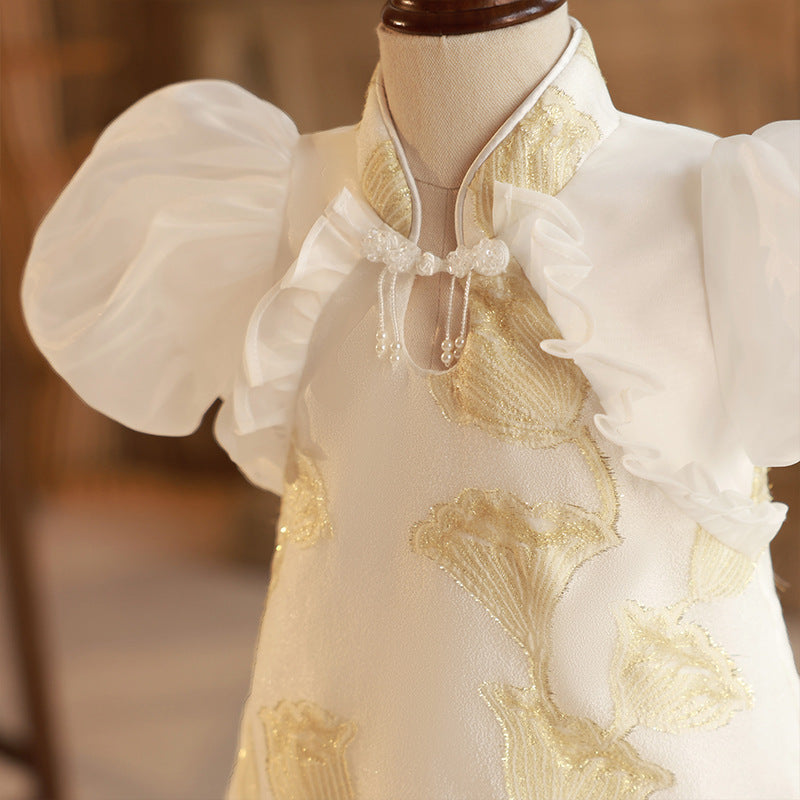 Elegant Baby Baptism Dresses for Girls - Lace Puff Sleeve First Communion Gowns - Perfect for Christening, Baptism & Special Church Occasions