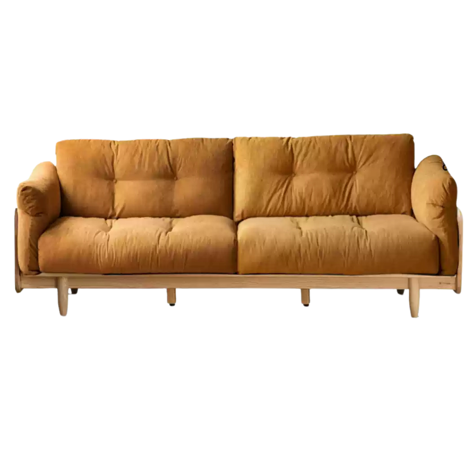 Premium Oak Solid Wood Genuine Leather Fabric Sofa - Modern Living Room Furniture for Home & Office - Comfortable Seating for Relaxation & Entertainment