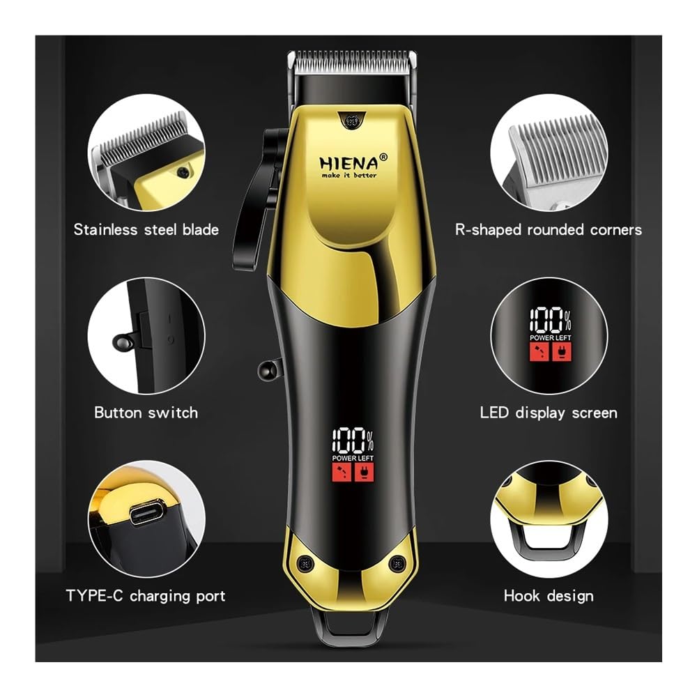 Professional Men's Electric Hair Clipper Set - USB Rechargeable Cordless Clippers with LED Display & T-Blade Zero Gap Technology for Barber & Home Haircut (Ideal for Fades, Buzz Cuts & Beard Trimming)