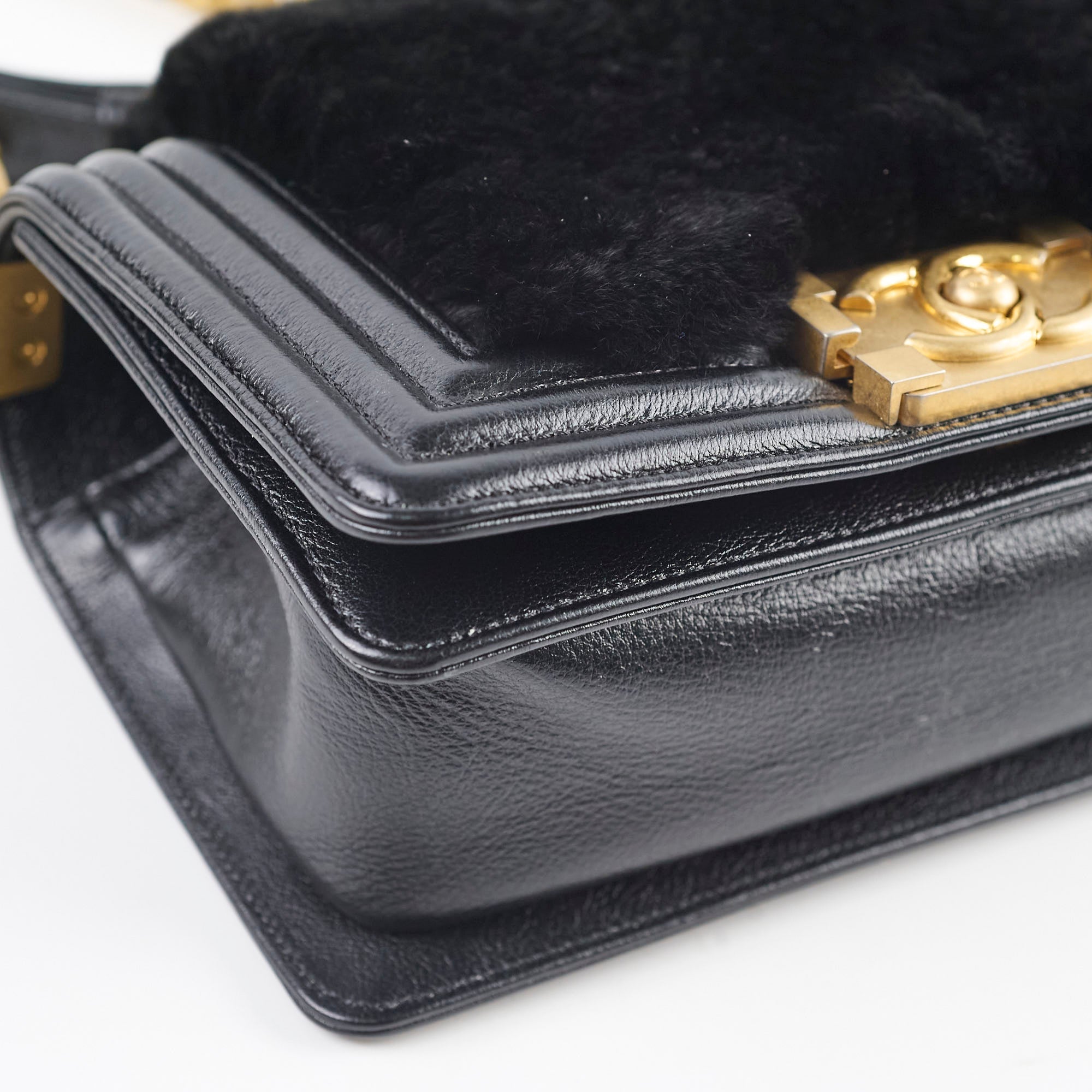 Chanel Boy Black Fur Handbag - Luxury Quilted Leather Crossbody Bag for Women | Perfect for Evening Parties, Date Nights & Special Occasions