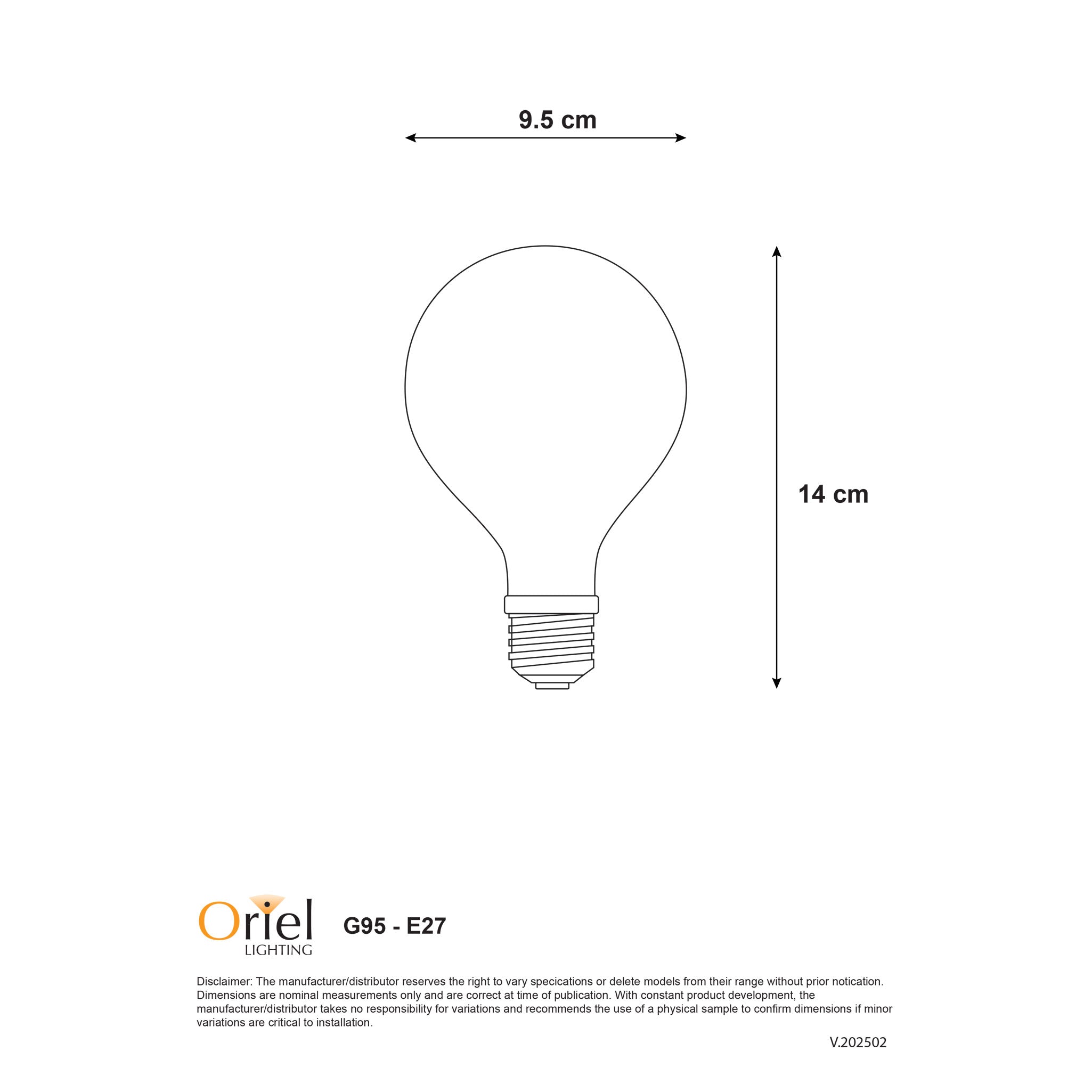 5W E27 (ES) Extra Warm White LED Dimmable G95 Filament Globe Bulb - Perfect for Vintage Lamps, Pendant Lights & Home Decor