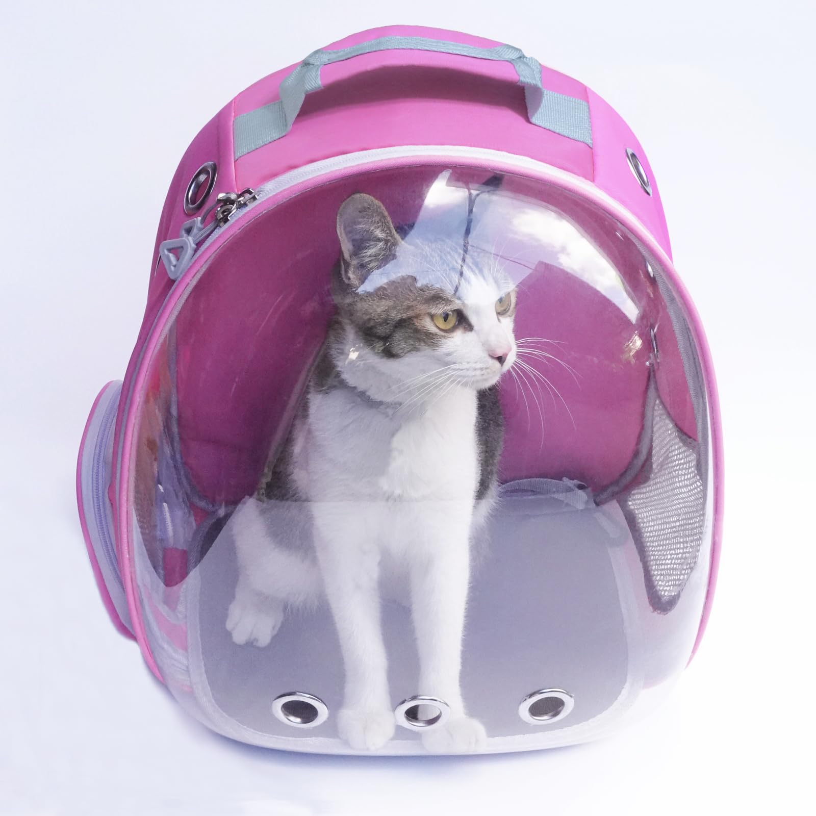 Premium Pet Backpack Carrier for Cats, Small Dogs & Bunnies - Escape-Proof Harness Included - Travel, Hiking & Outdoor Adventures - Breathable & Comfortable (Pink) | Perfect for Vet Visits, Air Travel & Daily Commutes