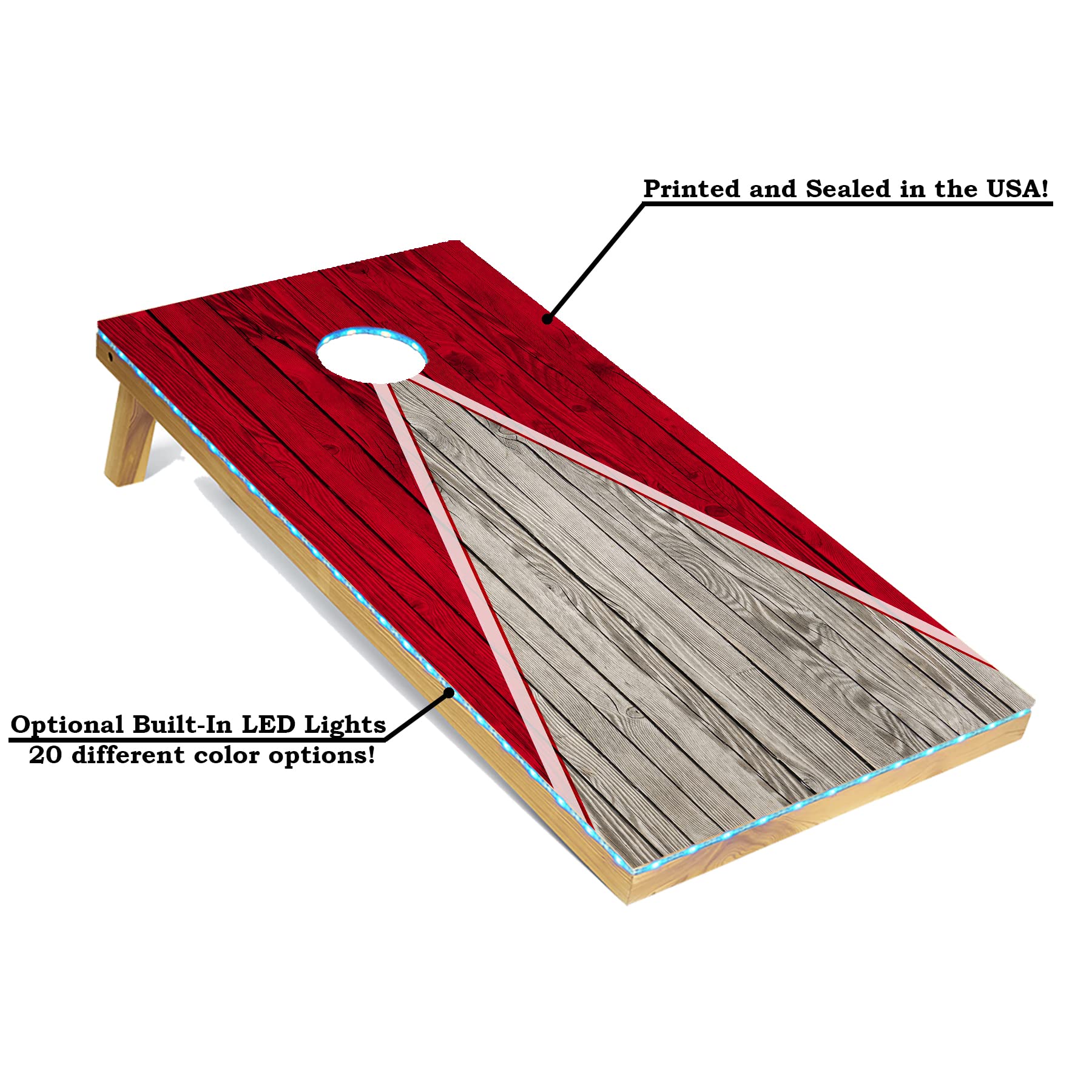 Tournament Grade Cornhole Boards with Built-in LED Lights - 4'x2' Regulation Size, Includes 8 Bean Bags & Carrying Case - Perfect for Tailgating, Backyard Parties, and Outdoor Games