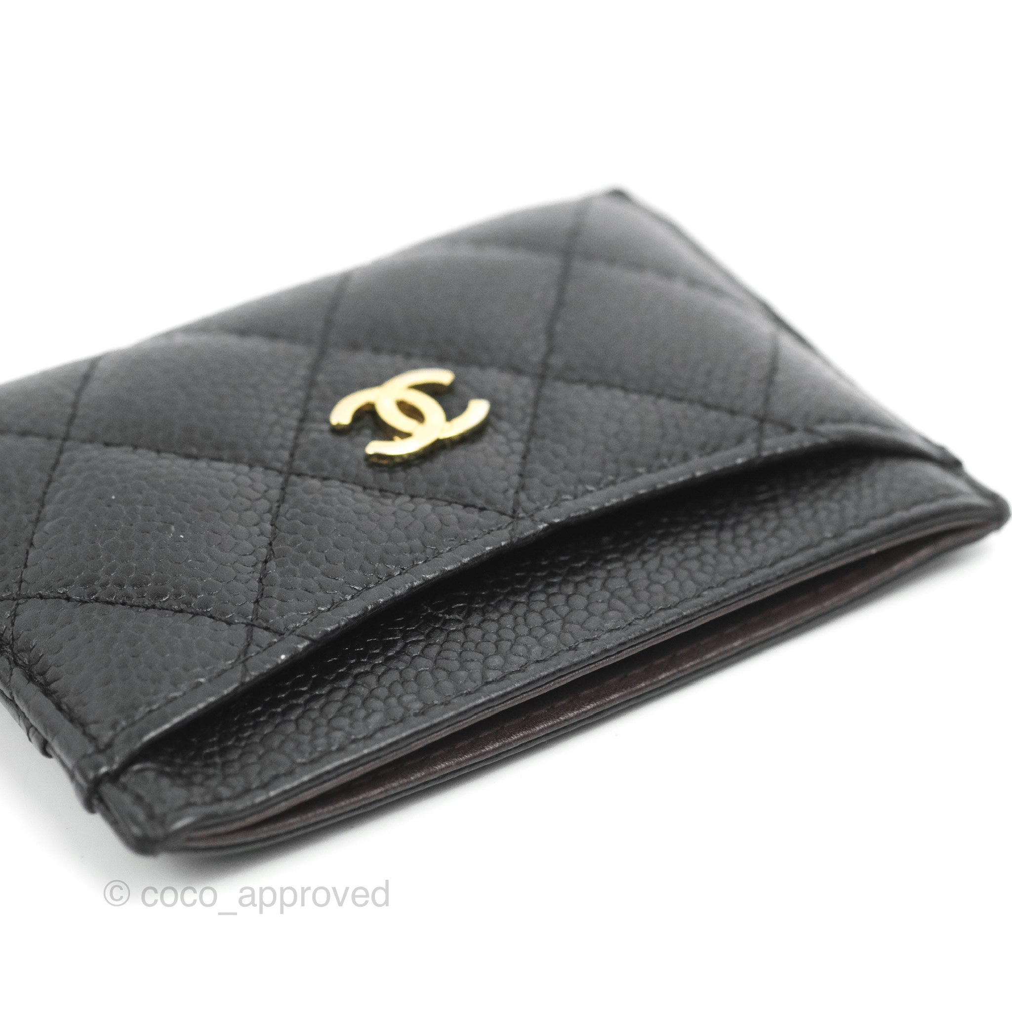 Chanel Classic Flat Card Holder in Black Caviar Leather with Gold Hardware - Luxury Wallet for Women, Perfect for Everyday Use & Gift Giving