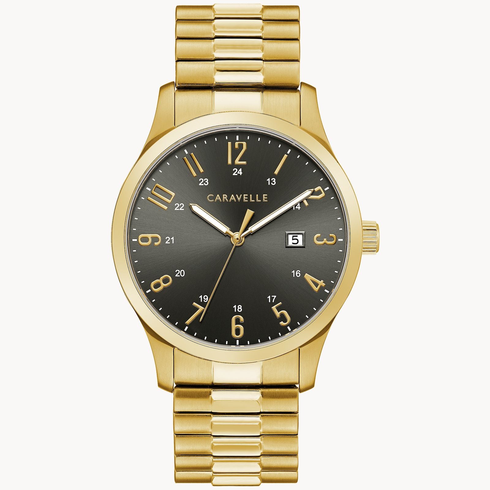 Bulova 44B126 Men's Gold Stainless Steel Watch - Classic Caravelle Collection for Business & Formal Occasions