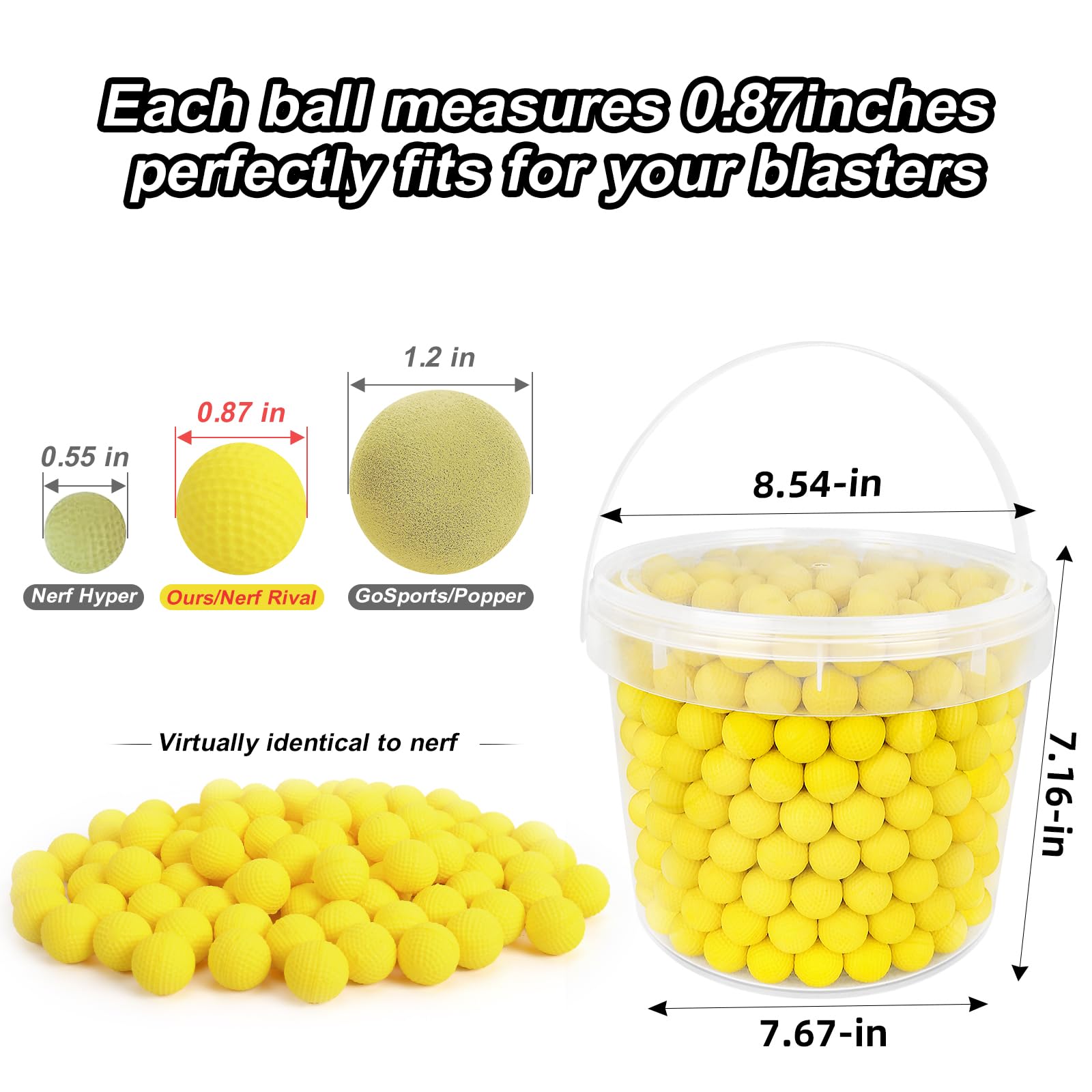500 Rounds Refill Pack - Bulk Foam Ammo Balls Compatible with Nerf Rival Guns & Toy Blasters | High-Impact Rounds (HIR) | Yellow Replacement Bullets for Nerf Battles, Target Practice & Outdoor Play