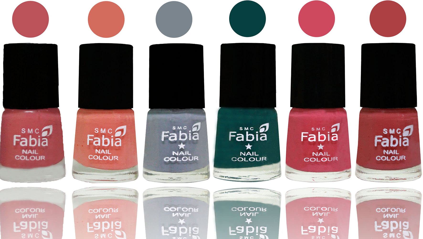 SMC Fabia Shine Bright Glossy Nail Polish Set - 6 Vibrant Colors (02825) | Long-Lasting & Chip-Resistant Nail Paint for Manicure, Pedicure & Nail Art | Perfect for Parties, Weddings & Daily Wear