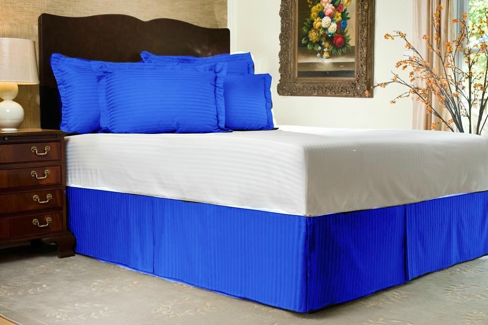 Premium 210 Thread Count Egyptian Cotton Split Corner Bed Skirt - Wrinkle & Fade Resistant, 14