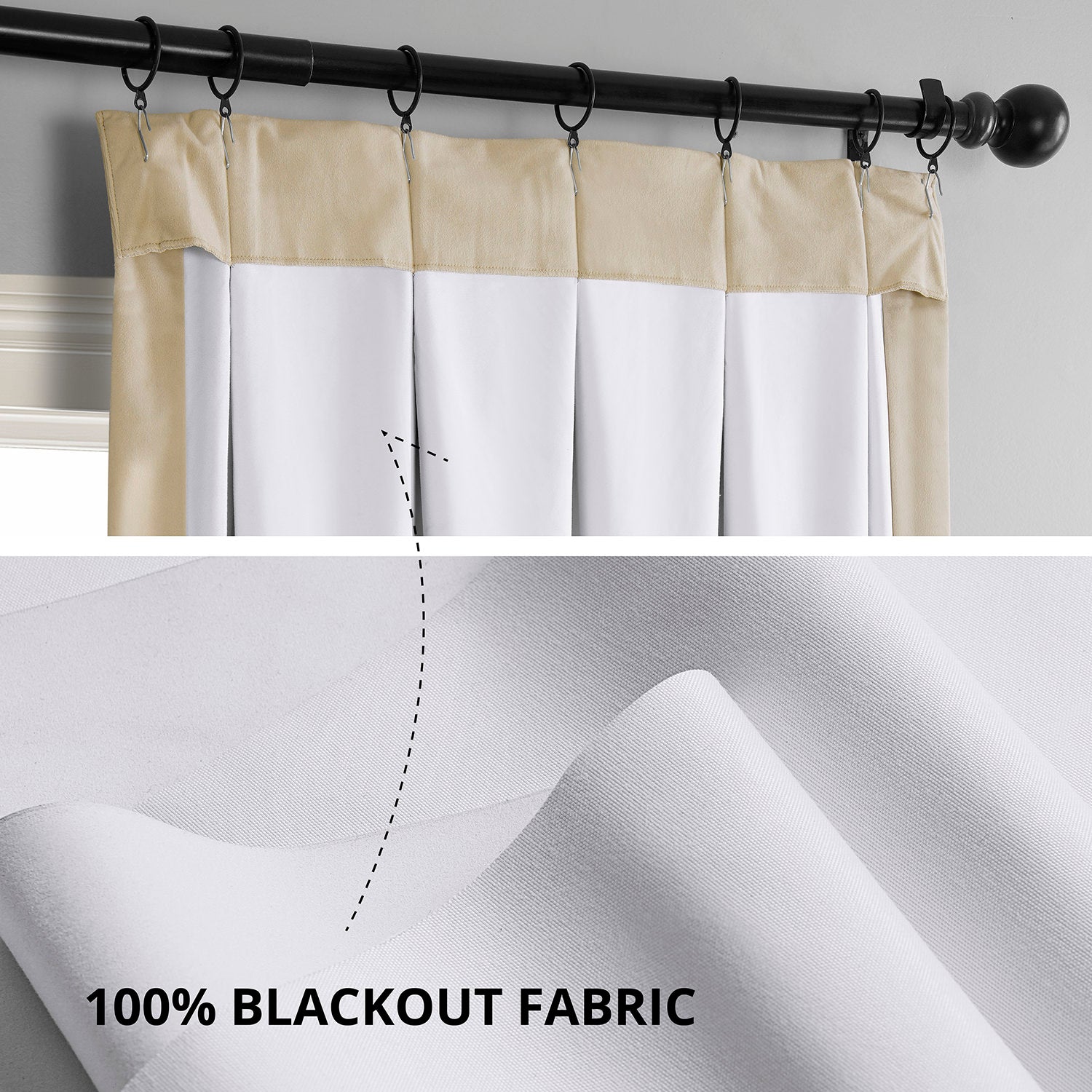 Premium Blackout Curtains with French Pleat - Thermal Insulated Velvet Drapes for Bedroom & Living Room - Noise Reducing Window Treatments (Neutral Color)