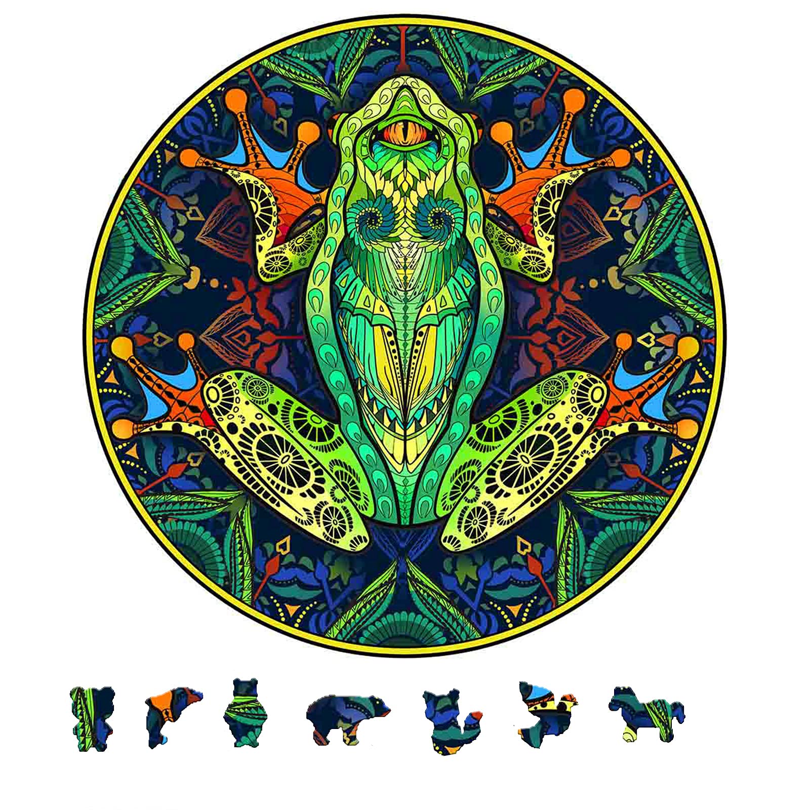 Wooden Animal Shaped Puzzle for Adults - Frog Design, Unique Home Decor Jigsaw Puzzle, Creative Gift for Men & Women (A5 Size) | Perfect for Stress Relief, Brain Teaser & Wall Art Decoration