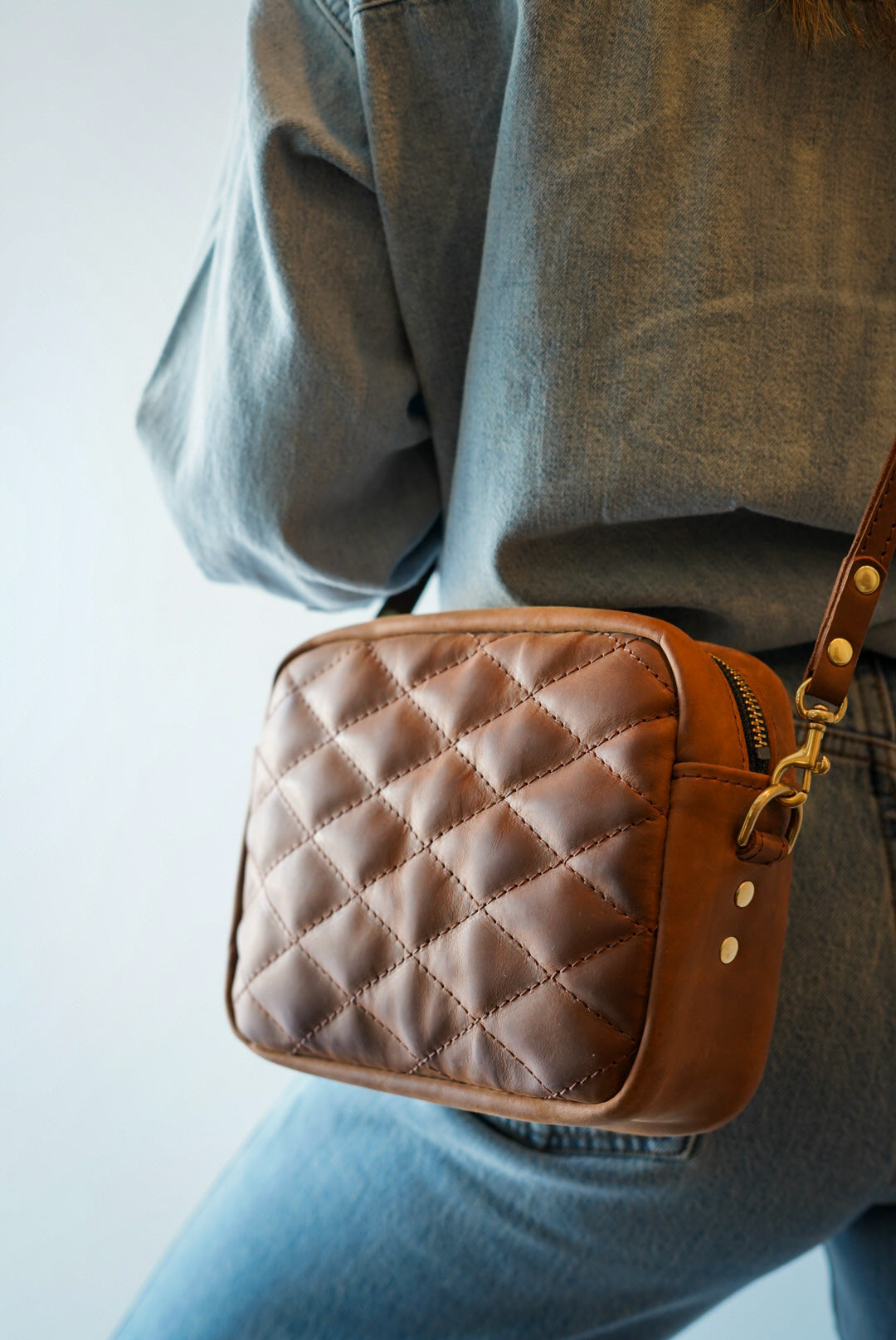 Premium Rectangle Crossbody Bag with Diamond Stitch Design in Milk Chocolate Brown - Perfect for Work, Travel & Everyday Use