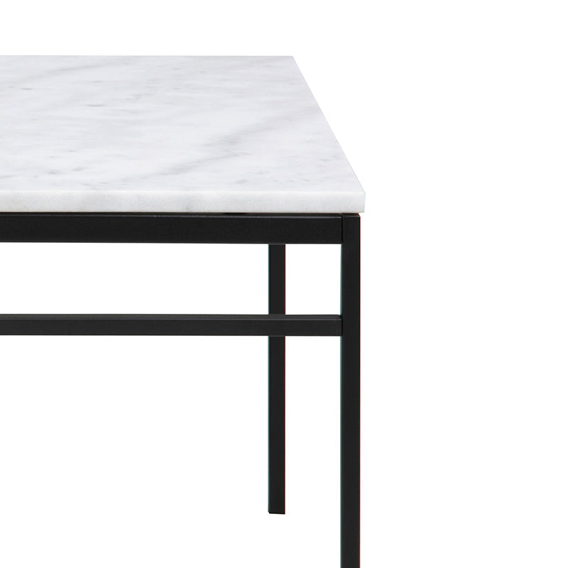 DARIEN 45-Inch Marble Coffee Table - Modern White & Black Round Living Room Center Table for Home Decor & Lounge Furniture