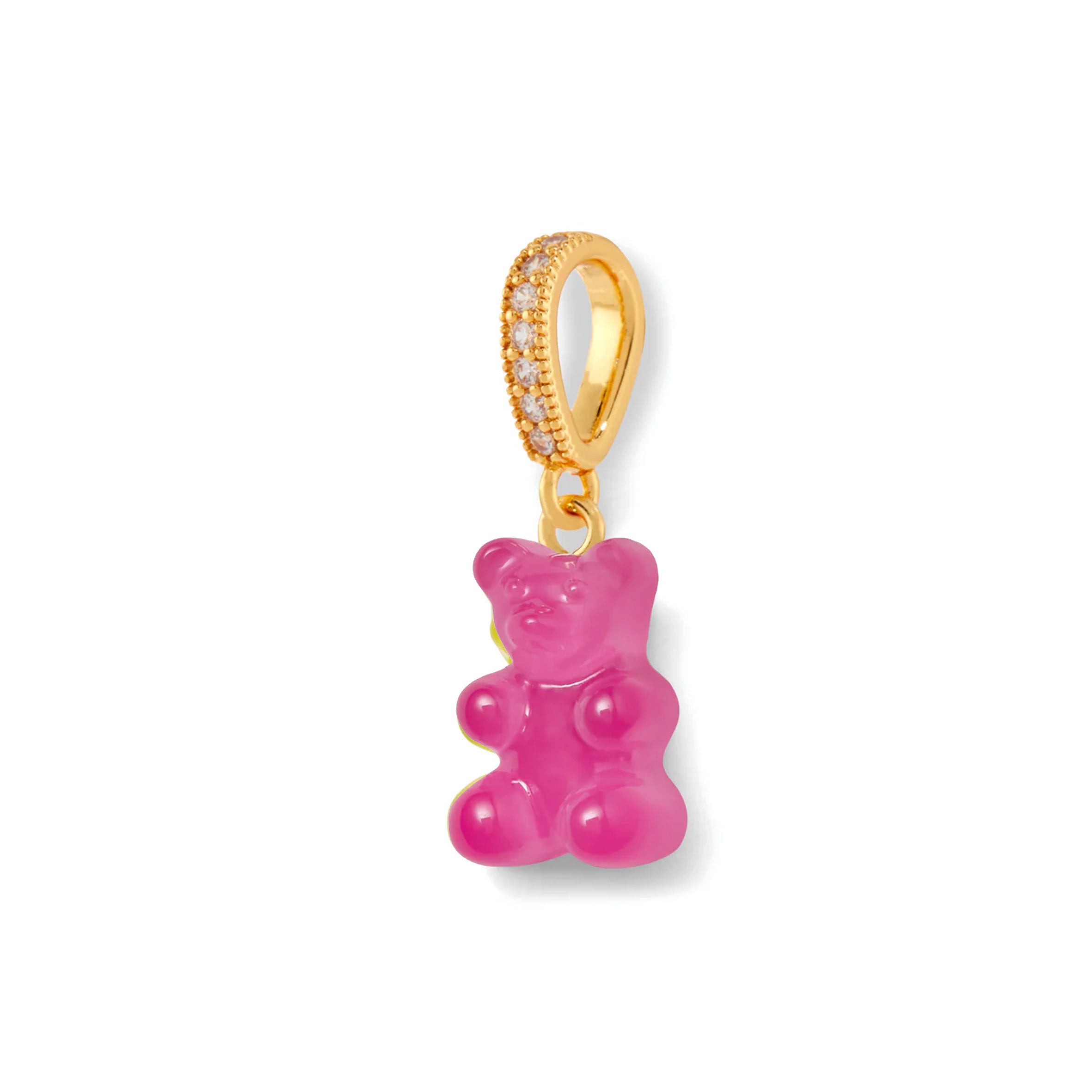 Nostalgia Bear Translucent Pendant Necklace with Pave Gold Connector - Perfect for Gifts, Anniversaries & Everyday Elegance