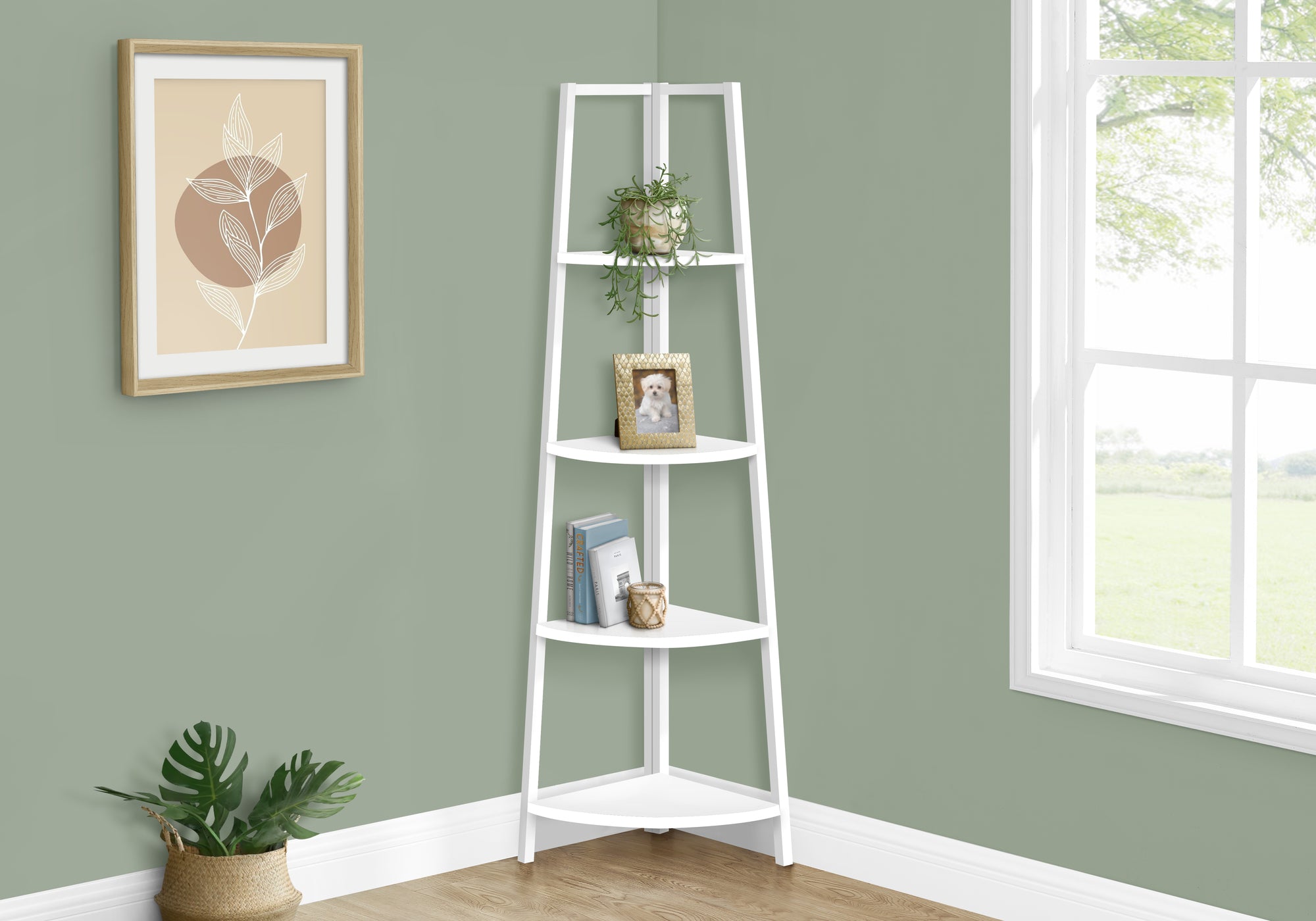 Modern White 4-Tier Bookshelf 60 Inches Tall - Sturdy Storage Shelf for Office, Bedroom, Living Room | Perfect for Organizing Books, Decor & Essentials