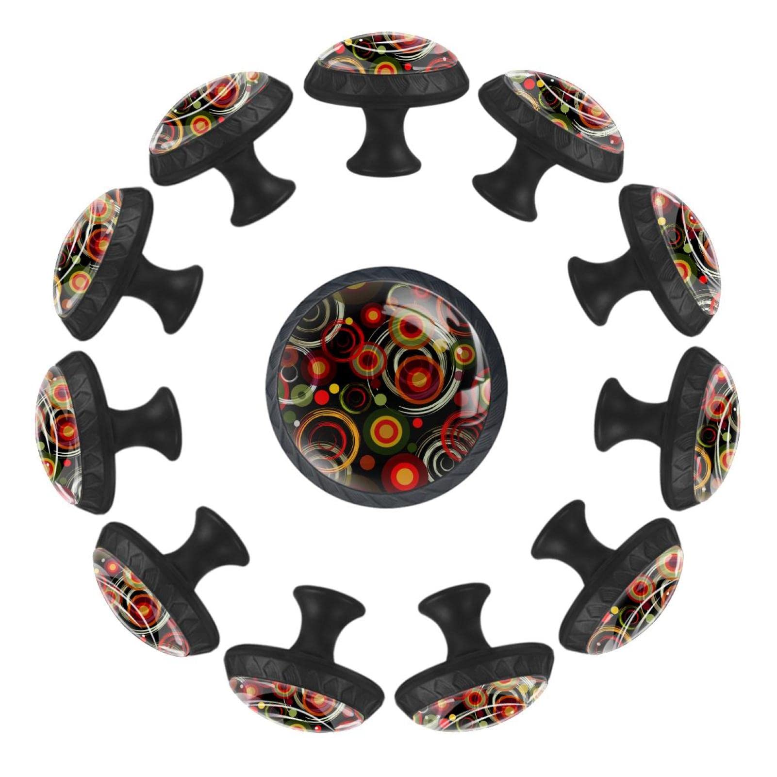 12Pcs Colorful Circle Art Cabinet Handles & Knobs - Modern Drawer Pulls for Kitchen, Bathroom & Furniture (Set of 12) - Durable & Stylish Hardware for Home Decor & DIY Projects