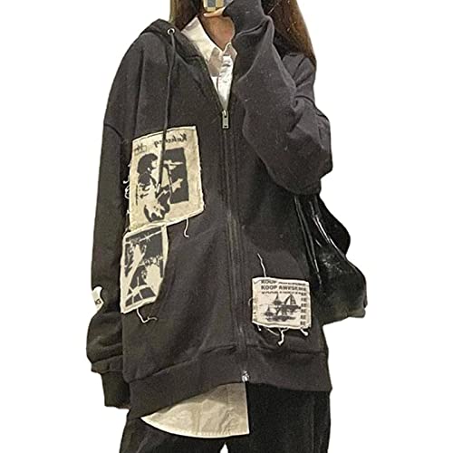 Unisex Y2K Rhinestone Zip-Up Hoodie - Punk Goth Streetwear for Men & Women | Perfect for Concerts, Parties & Edgy Fashion