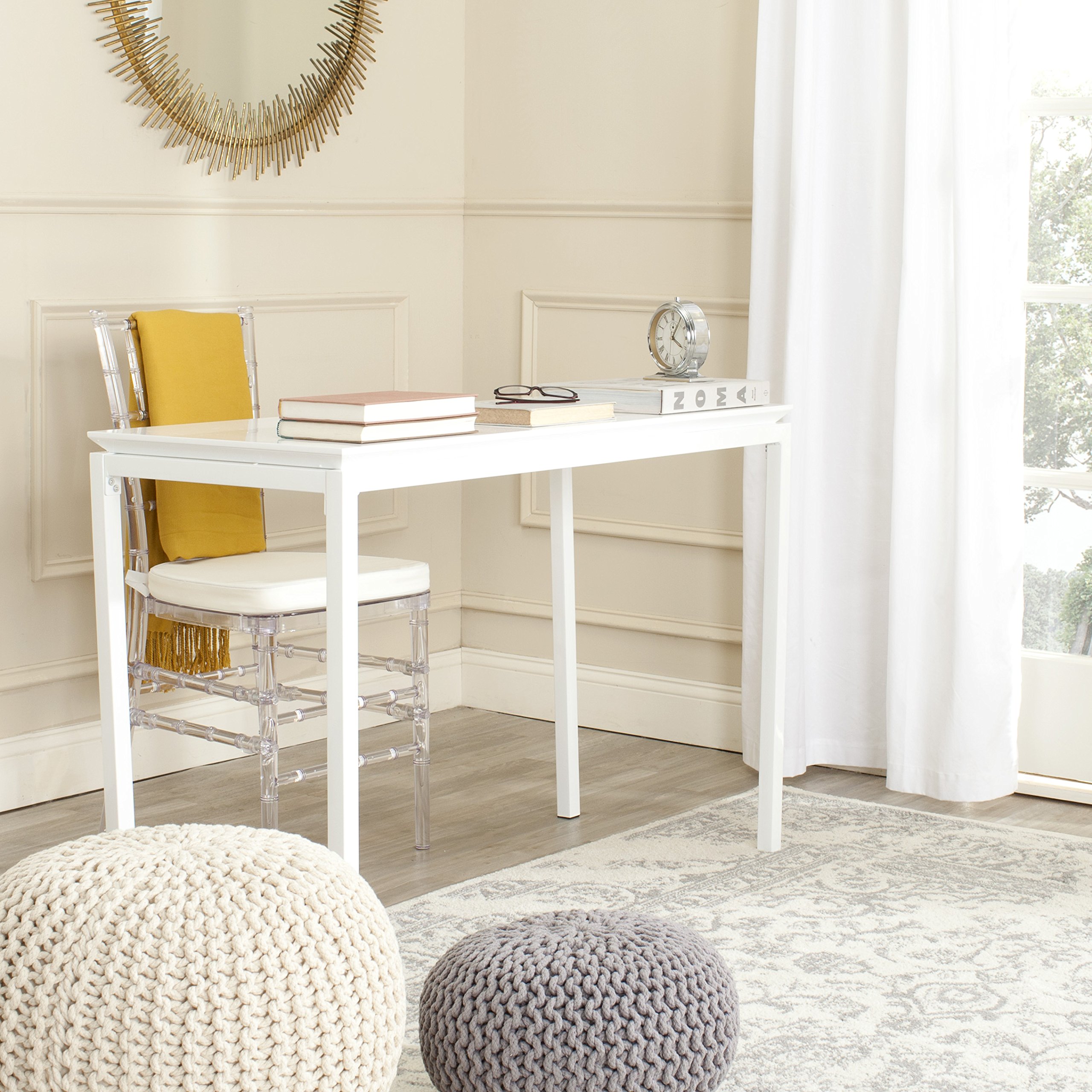 SAFAVIEH Home Collection Duke White Desk - Modern Writing Desk for Home Office, Study & Workspace - Perfect for Small Spaces & Apartment Living