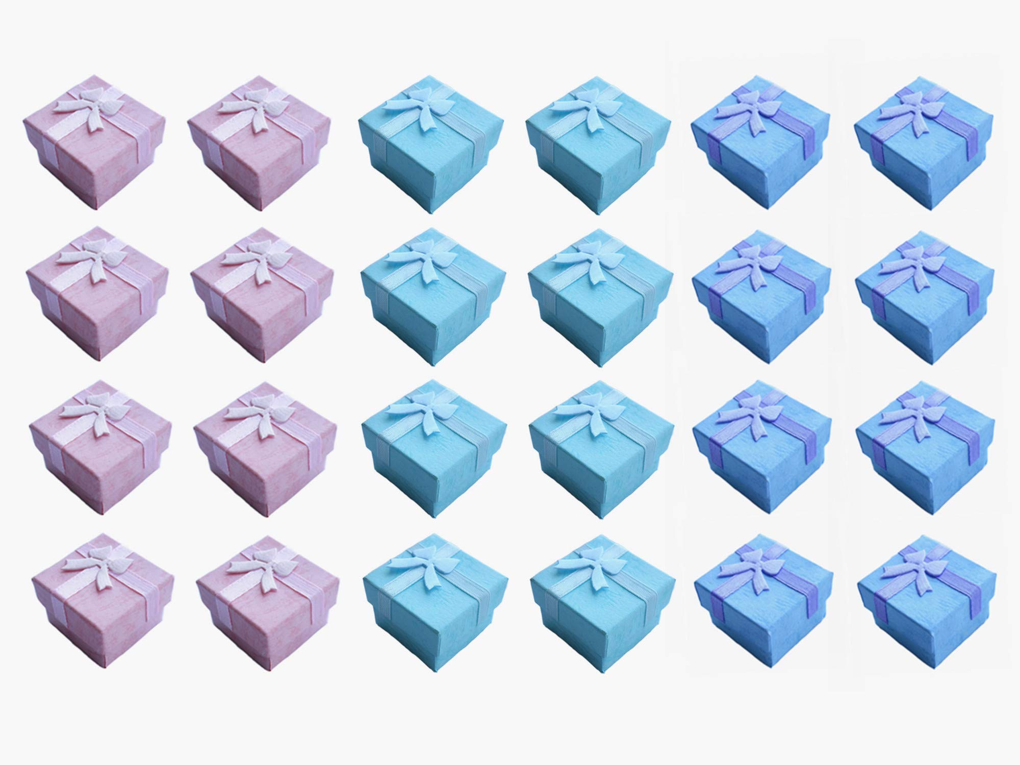 24 Pcs Small Jewelry Gift Boxes - 1.6 x 1.6 x 1.2 Inch Sturdy Cardboard Ring Boxes for Rings, Pendants & Necklaces (Assorted Colors) - Perfect for Wedding Favors, Bridesmaid Gifts & Jewelry Packaging