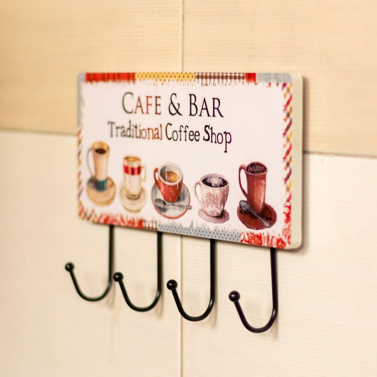 Bluebird Lifestyle Rustic Kitchen Organizer - Multi-Functional 4-Hook Wall Mount Holder for Utensils, Towels & Decor | Farmhouse Style Home Accessories for Kitchen, Bathroom & Entryway Organization