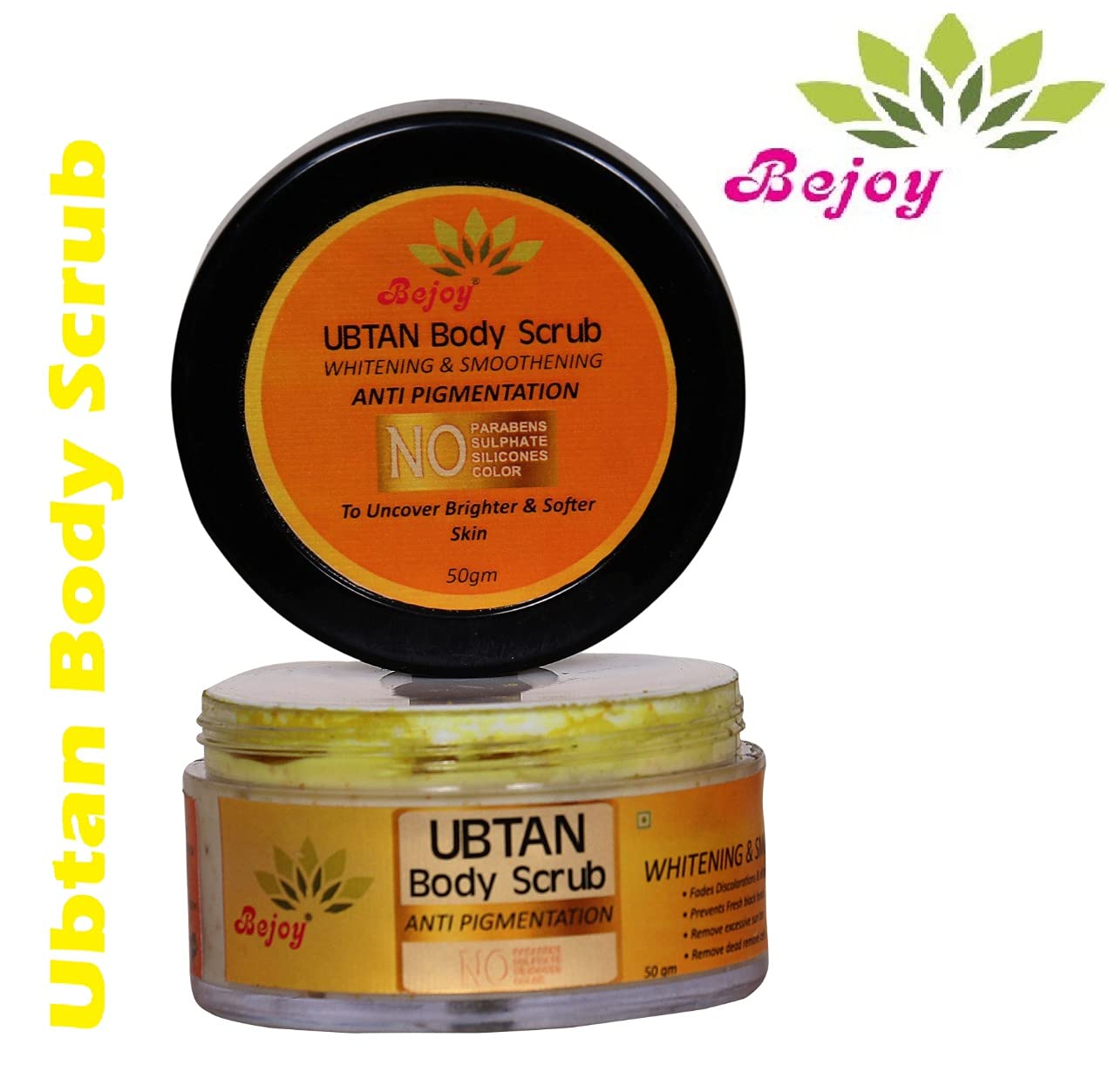 Bejoy 100% Pure Ubtan Body Scrub - 50g | Natural Exfoliating Face & Body Cleanser for Glowing Skin | Pack of 1 | Perfect for Spa Day & Daily Skincare Routine