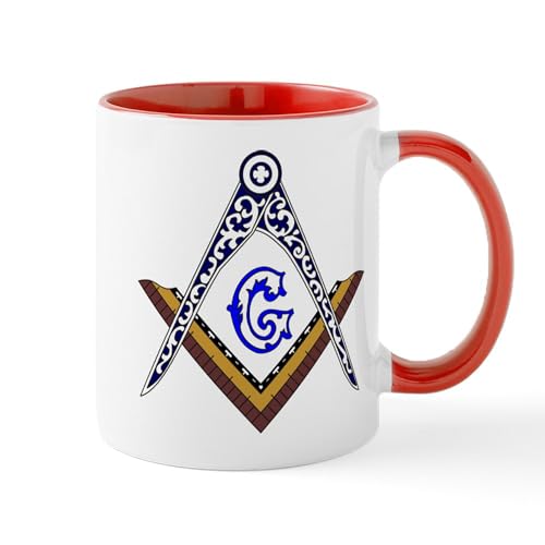 White/Red Inside - Masonic Square And Compass Mug