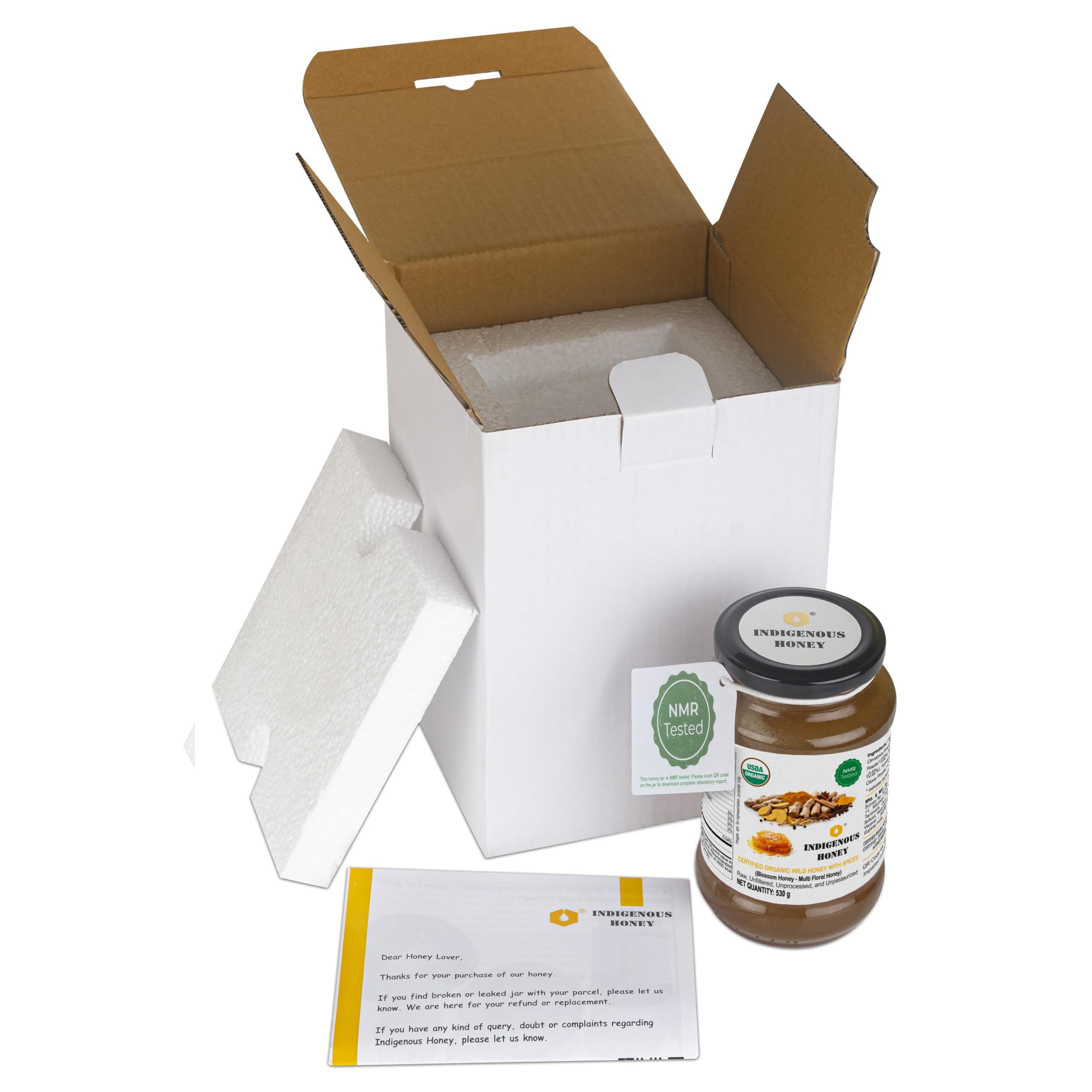 INDIGENOUS HONEY Certified Organic Raw Honey with Clove, Cinnamon, Turmeric, Ginger & Black Pepper - Immune Boosting Superfood | NMR Tested, Pure, Unprocessed, Unfiltered Wild Honey | 530g Glass Jar | Perfect for Tea, Toast, Smoothies & Natural Remedies