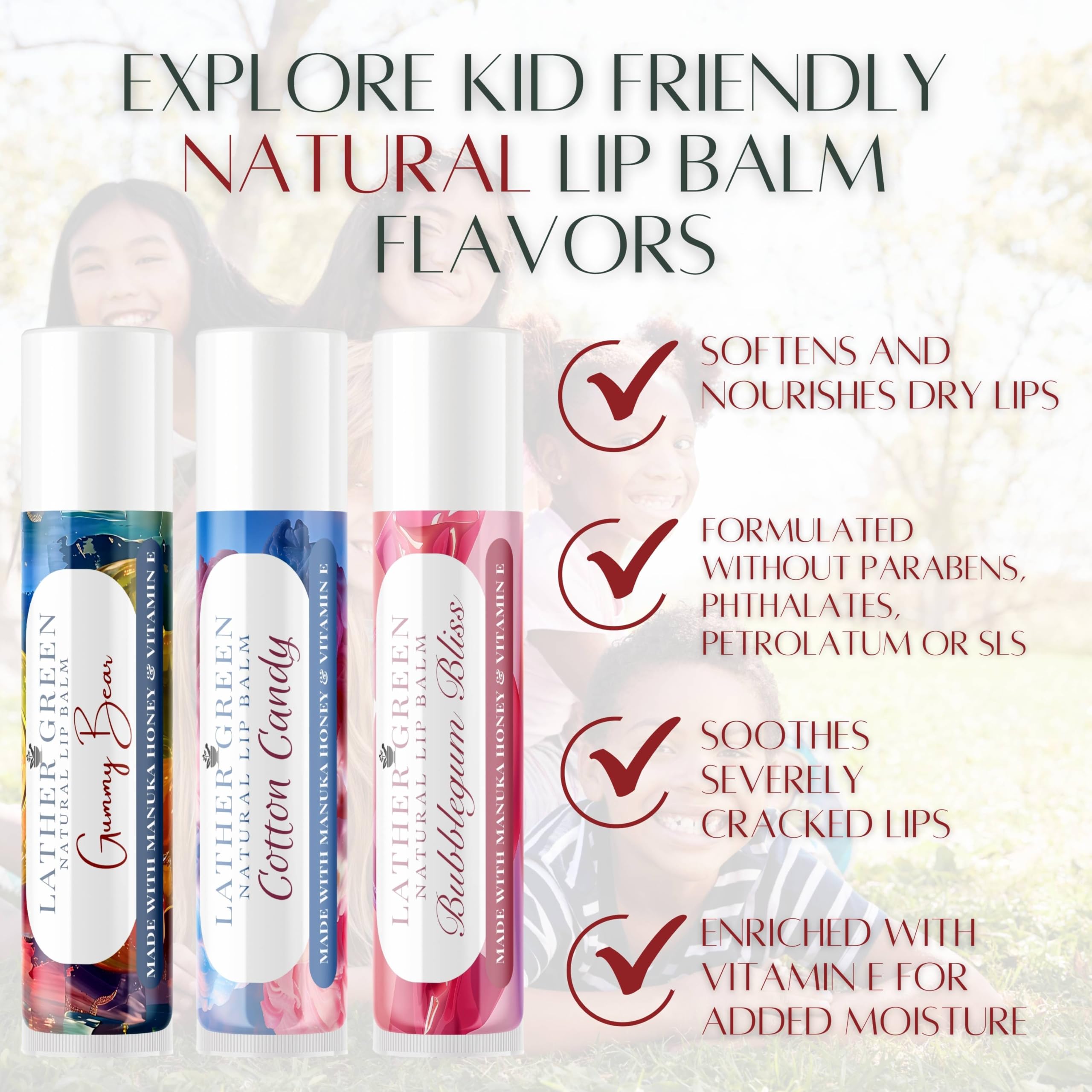 Organic Cotton Candy Flavored Lip Balm Pack of 5 - Moisturizing & Nourishing Lip Care for Dry Lips - Perfect for Winter, Travel & Daily Use