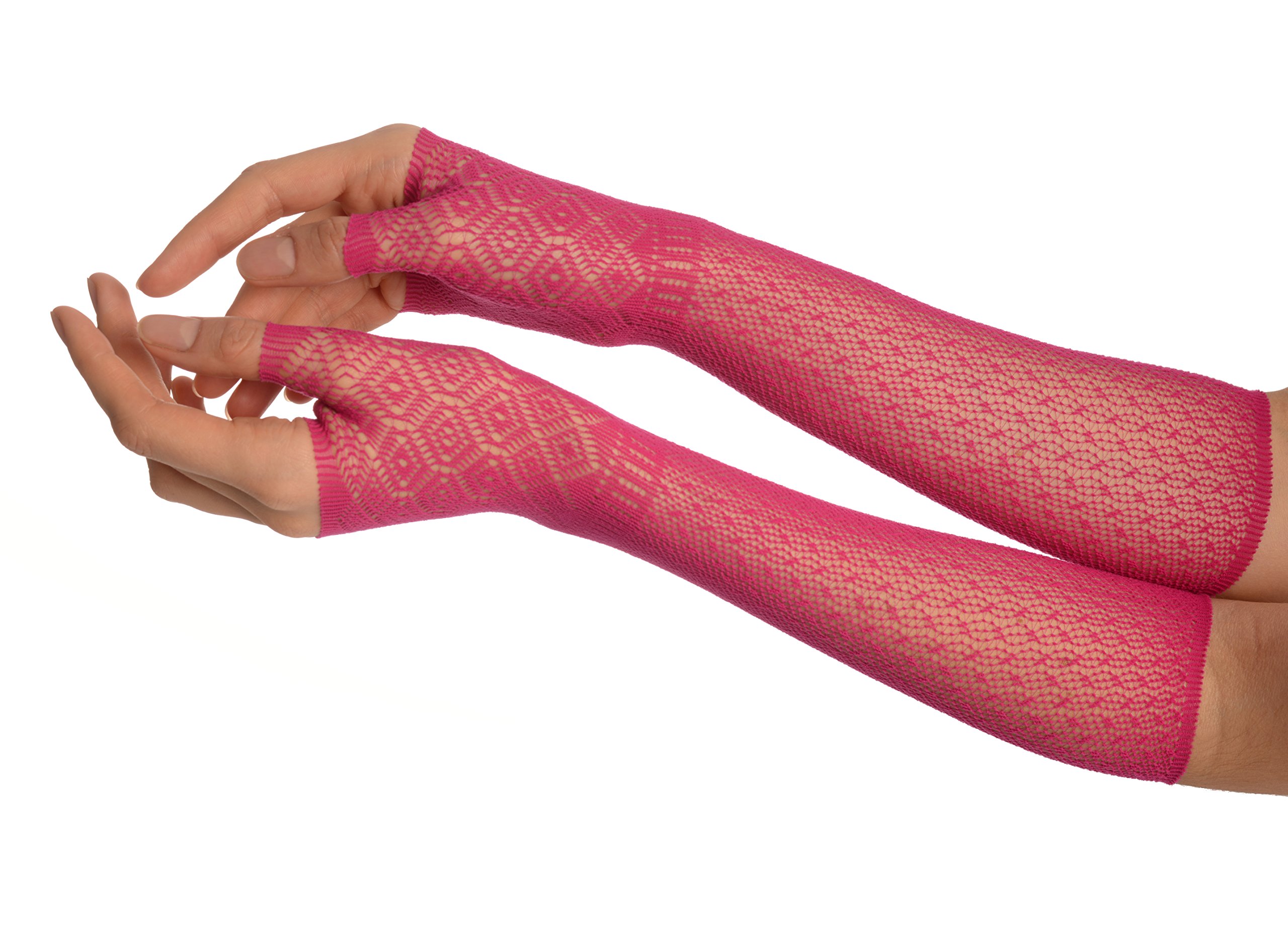 Elegant Magenta Stretchy Crochet Lace Fingerless Gloves for Women - Evening Party & Winter Fashion Accessories - Perfect for Weddings, Dances, and Cold Weather Outfits
