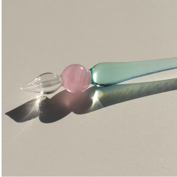 Japanese Glass Dip Pen - Crown & Light Blue - Elegant Calligraphy Writing Tool - Perfect Gift for Writers, Artists & Stationery Lovers - Ideal for Lettering, Journaling & Creative Projects