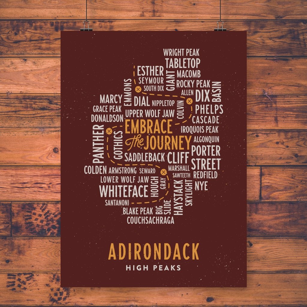 46 High Peaks Poster - Stunning Wall Art for Hiking & Outdoor Enthusiasts - Perfect for Home, Office & Cabin Decor