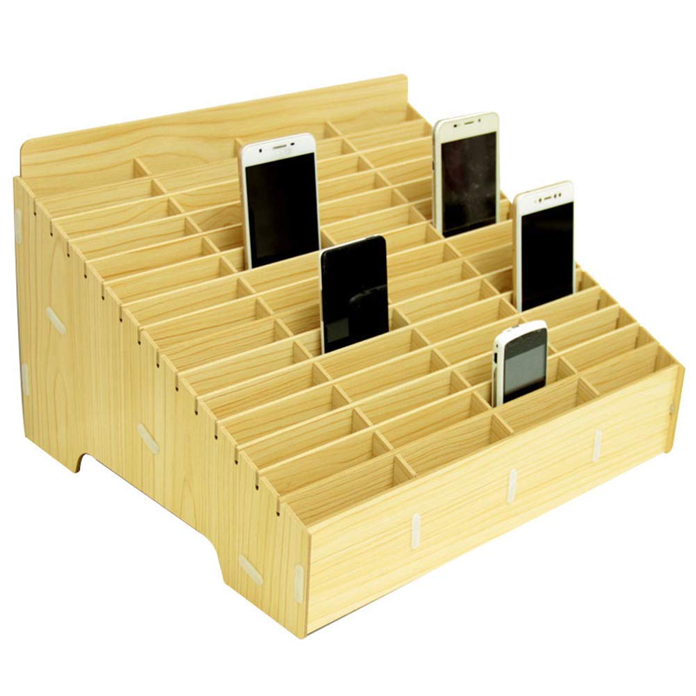 45-Grid Wooden Desktop Organizer - Multi-Functional Phone Holder, Pen & Pencil Storage Box for Office, Classroom, Home & Shop Display | Perfect for Desk Organization, School Supplies & Retail Merchandising
