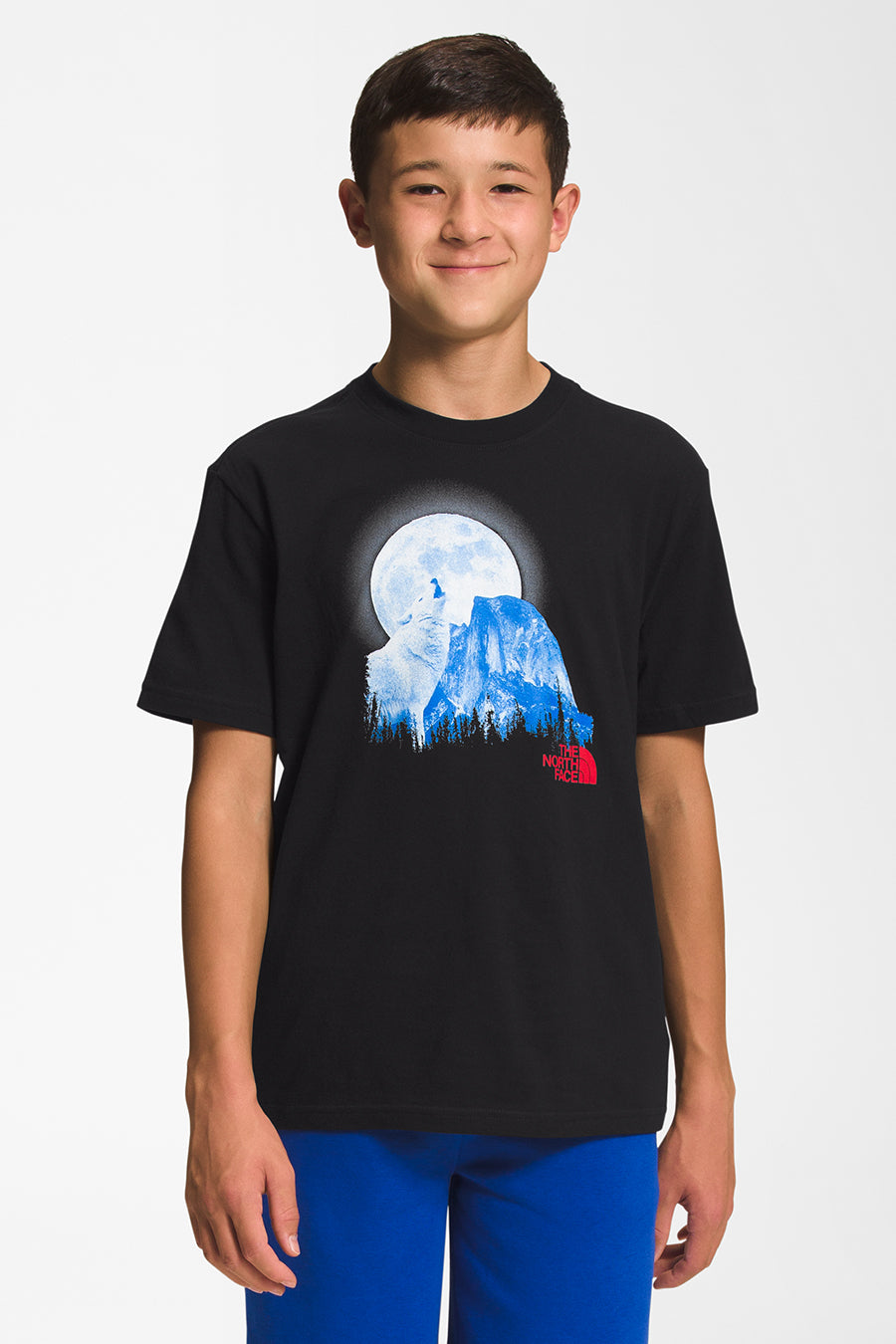 The North Face Howling Wolf Graphic T-Shirt for Boys - Size 6 | Cool Wolf Design Outdoor Adventure Shirt for Hiking, Camping & School