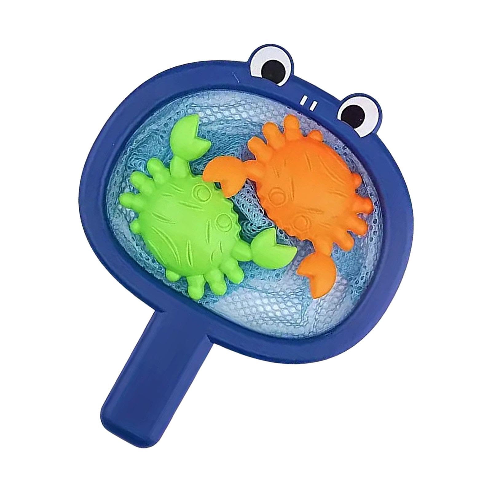 Cartoon Crab Duck Fishing Bath Toy with Net - Interactive Bathtub Fishing Game for Kids - Floating Water Toy for Bath Time Fun & Learning