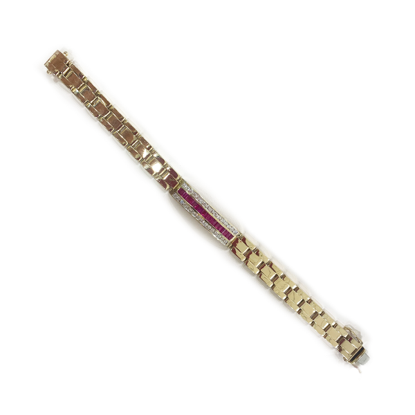 14K Yellow Gold Men's Ruby Bracelet - Elegant Handmade Jewelry for Gifts, Anniversaries & Special Occasions | Durable & Hypoallergenic for Daily Wear