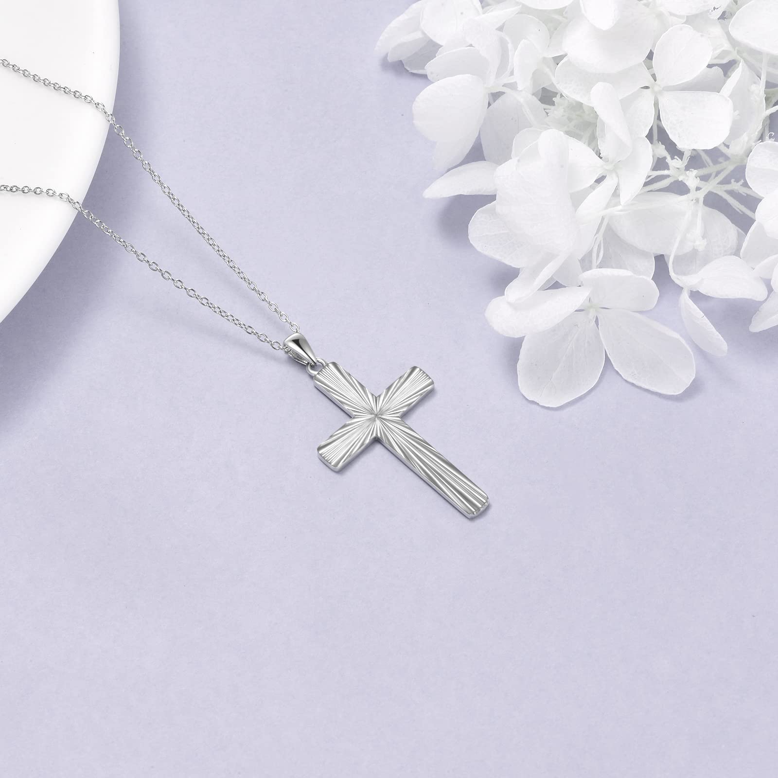 Religious Cross Pendant Necklace - Sterling Silver Origami Cross Jewelry for Women & Men - Perfect for Baptism, Confirmation, Wedding & Everyday Faith Jewelry