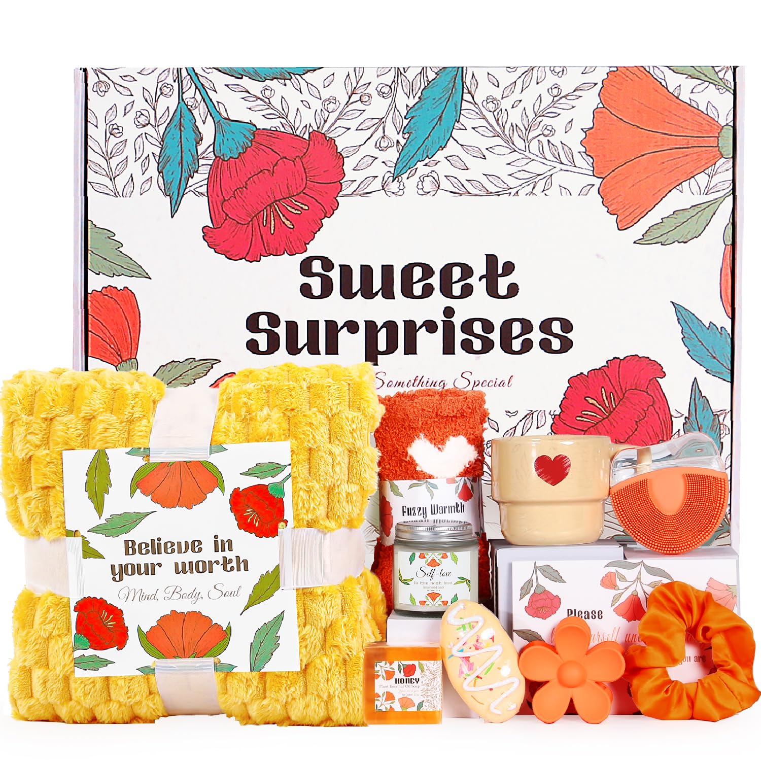 Self Care Gift Basket for Women - 10pcs Spa & Wellness Set with Get Well Soon & Thank You Gifts - Perfect for Mom, Best Friend, Sister - Relaxation & Recovery Care Package for Birthdays, Holidays & Special Occasions
