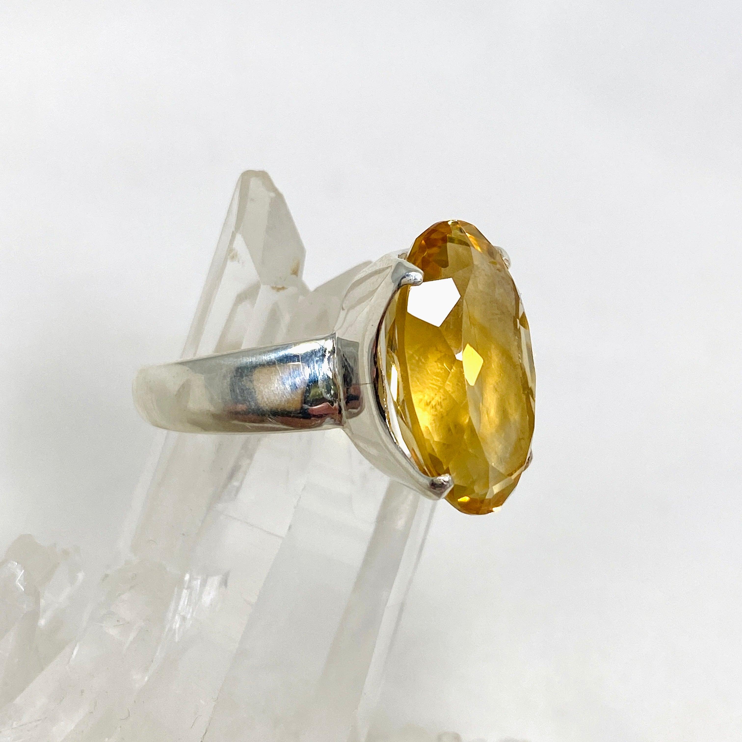 Natural Citrine Faceted Oval Ring for Women - Size 11 Sterling Silver Jewelry PRGJ426 - Perfect for Birthday Gifts, Anniversary & Everyday Wear